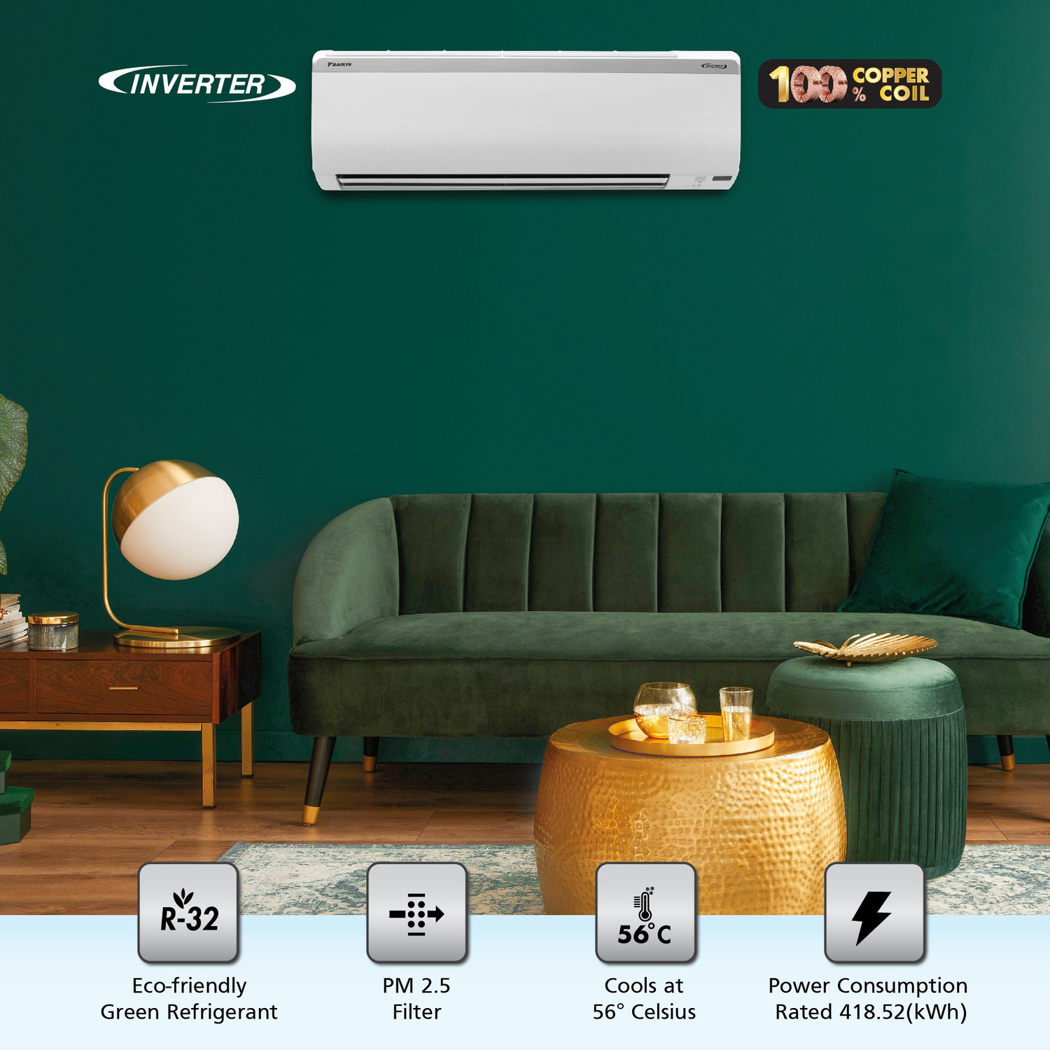 Image of Daikin 2022 Model 1 Ton 5 Star Split Inverter AC