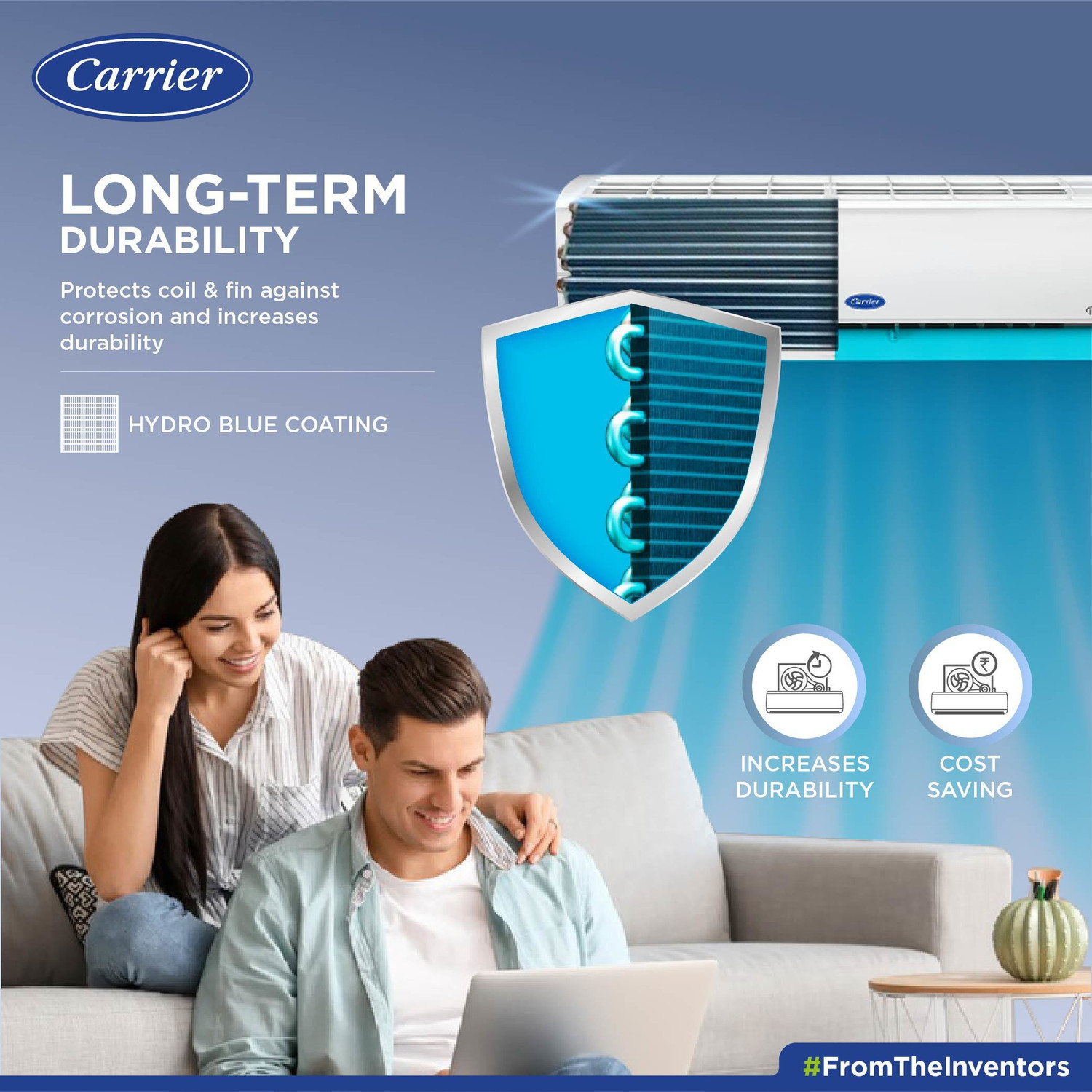 Image of CARRIER 1.2 Ton 5 Star Split Inverter AC - White (14K ESTER DXi INVERTER R32 SPLIT AC CAI14ES5R32F0, Copper Condenser)
