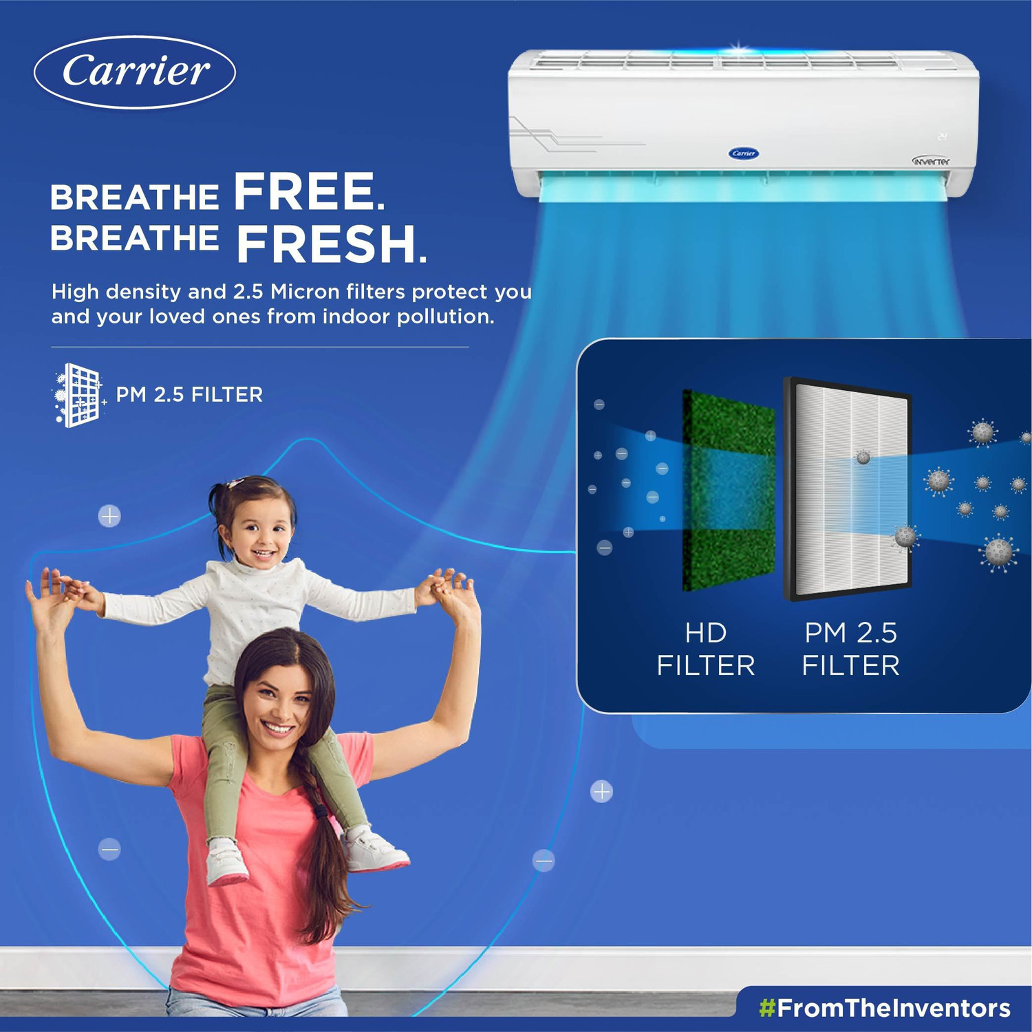 Image of CARRIER 1.2 Ton 5 Star Split Inverter AC - White (14K ESTER DXi INVERTER R32 SPLIT AC CAI14ES5R32F0, Copper Condenser)