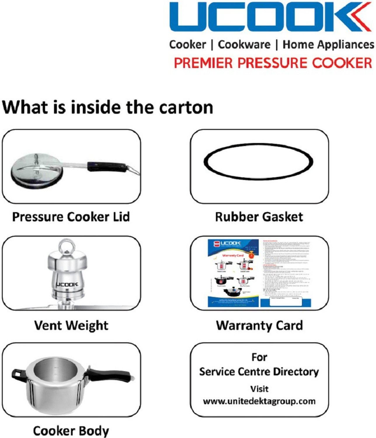 Image of UCOOK By United Ekta Engg. 4 Litre Aluminium Inner Lid Non-Induction 4 L Inner Lid Pressure Cooker