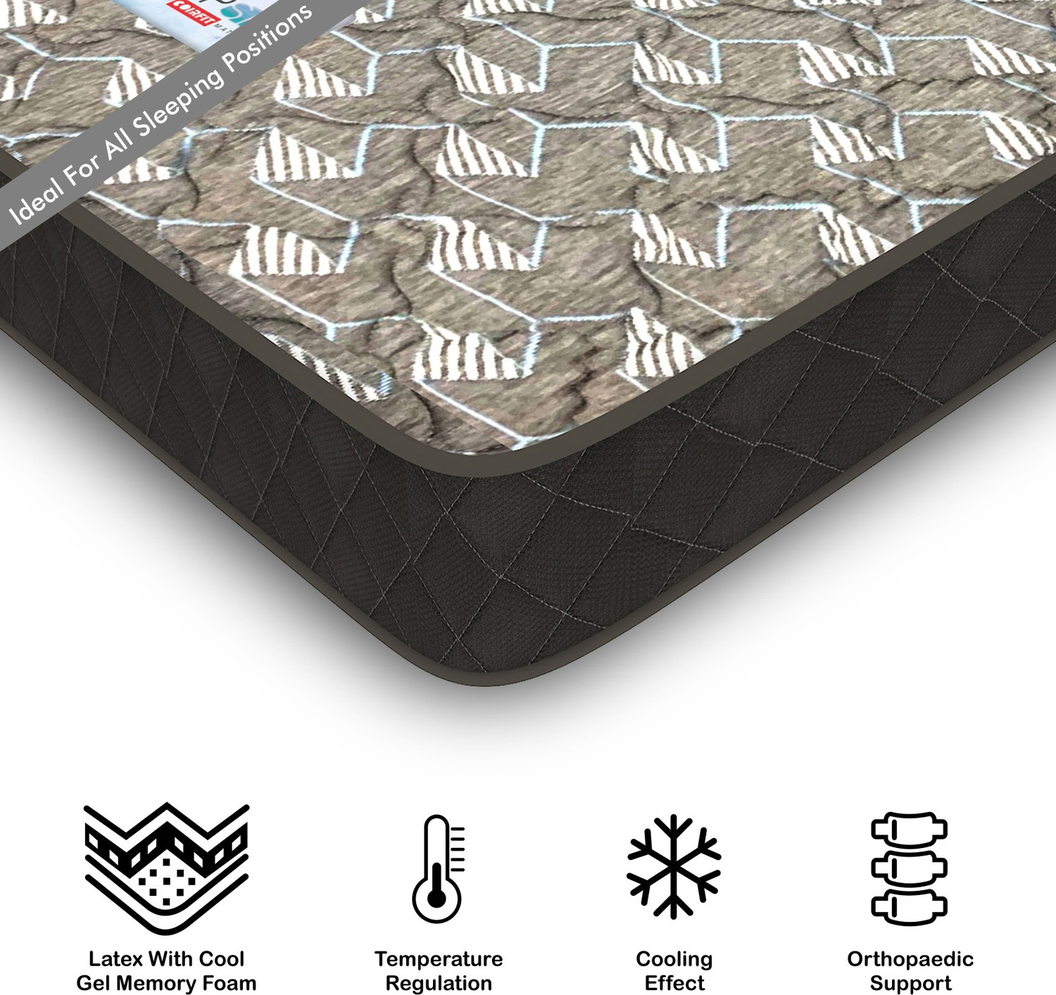 Image of SLEEP SPA MEMOLATEX Visco Pro Memory Foam with Bamboo Charcoal fabric 6 inch Single Latex Foam Mattress