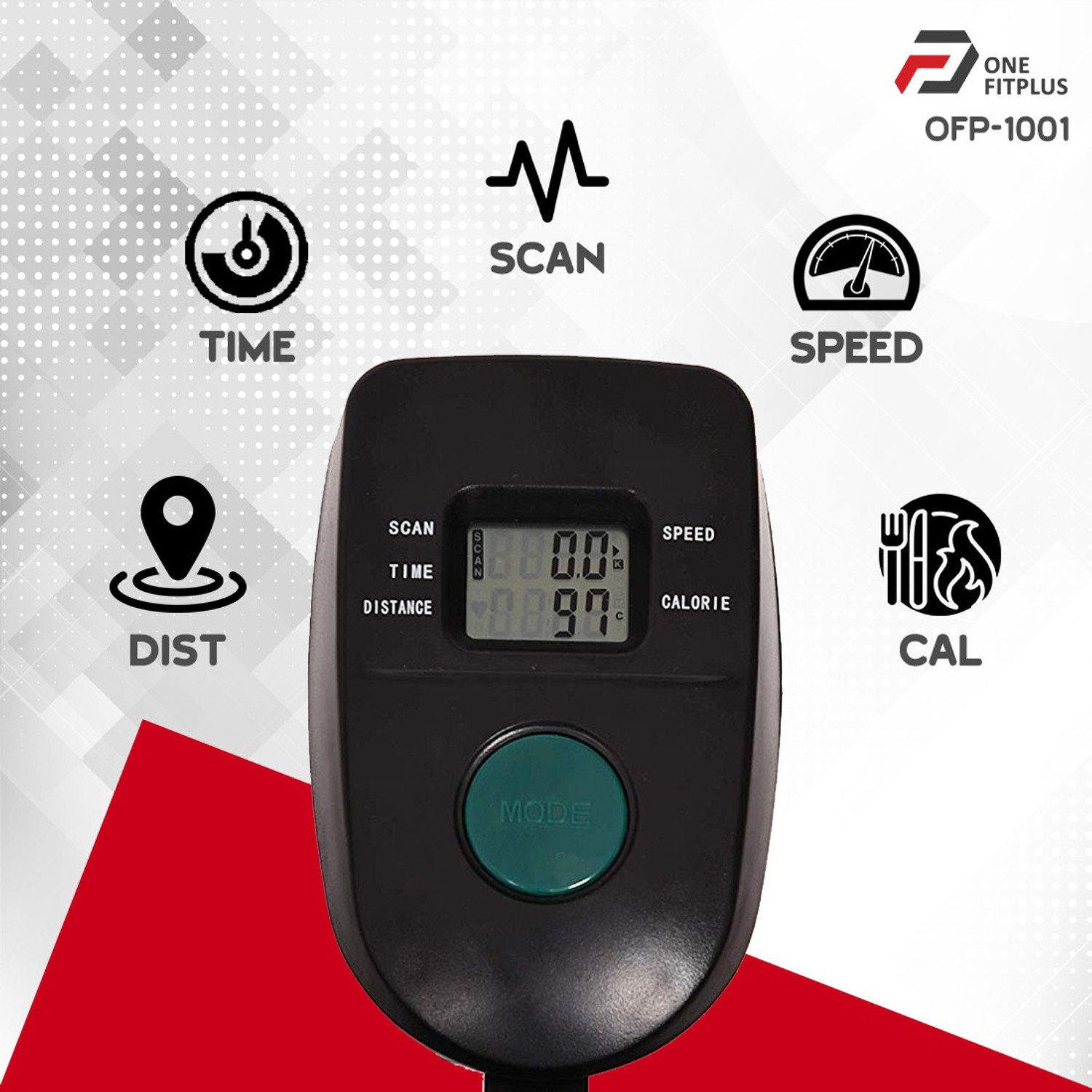 Image of OneFitPlus OFP-1001 Static Handle & Backrest with Diet Plan Services & Trainer Led Sessions Upright Stationary Exercise Bike