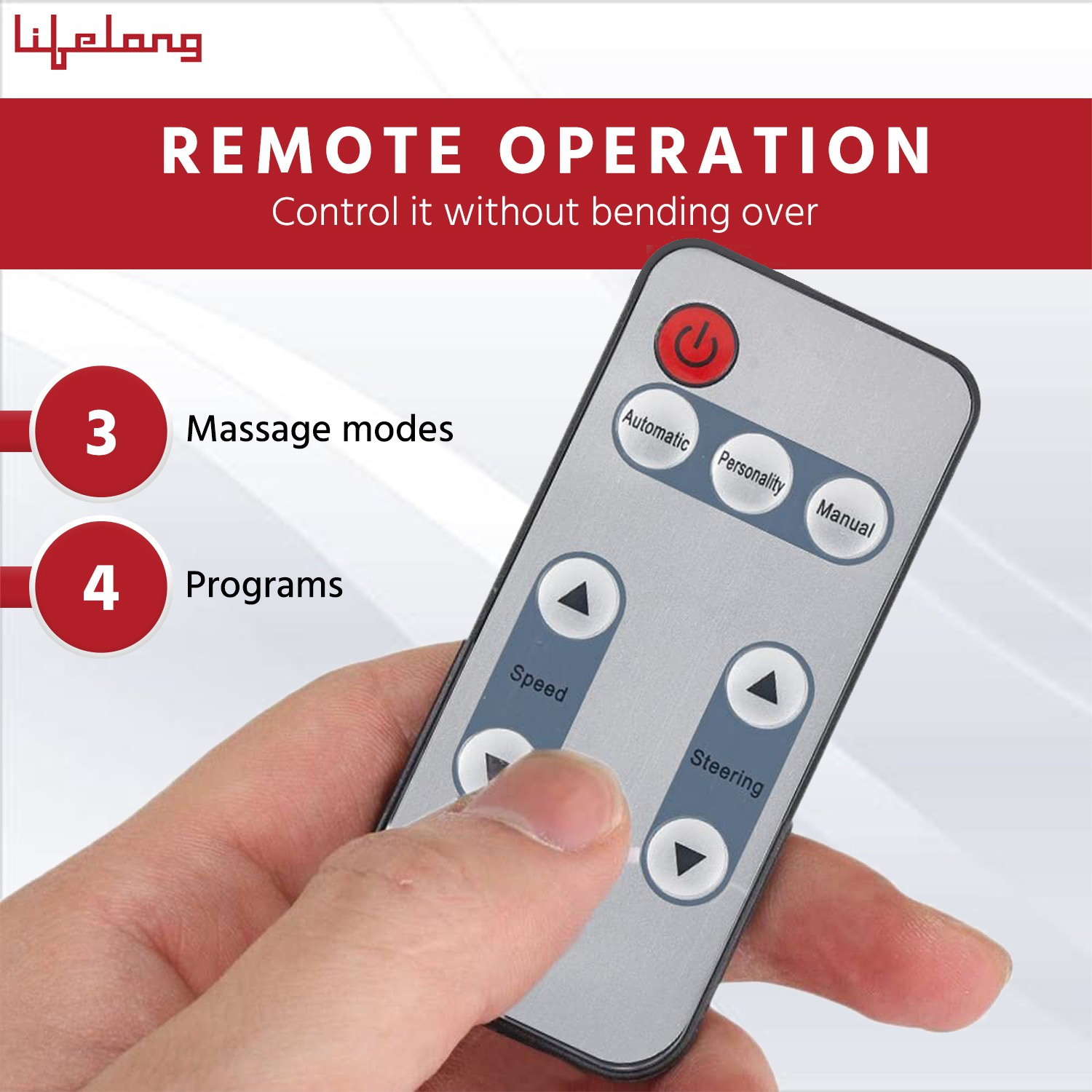 Image of Lifelong LLM360 Foot Massager with Remote Matte Grey (Perfect for Home Use & Pain Relief) Massager