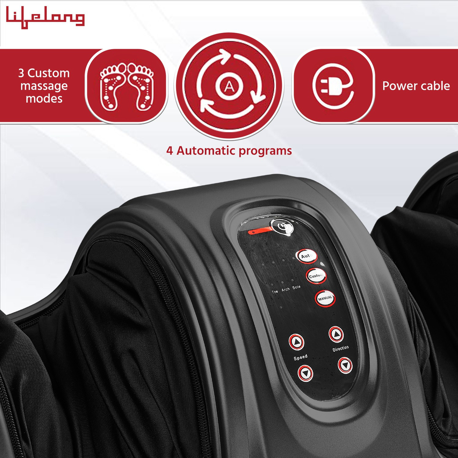 Image of Lifelong LLM360 Foot Massager with Remote Matte Grey (Perfect for Home Use & Pain Relief) Massager