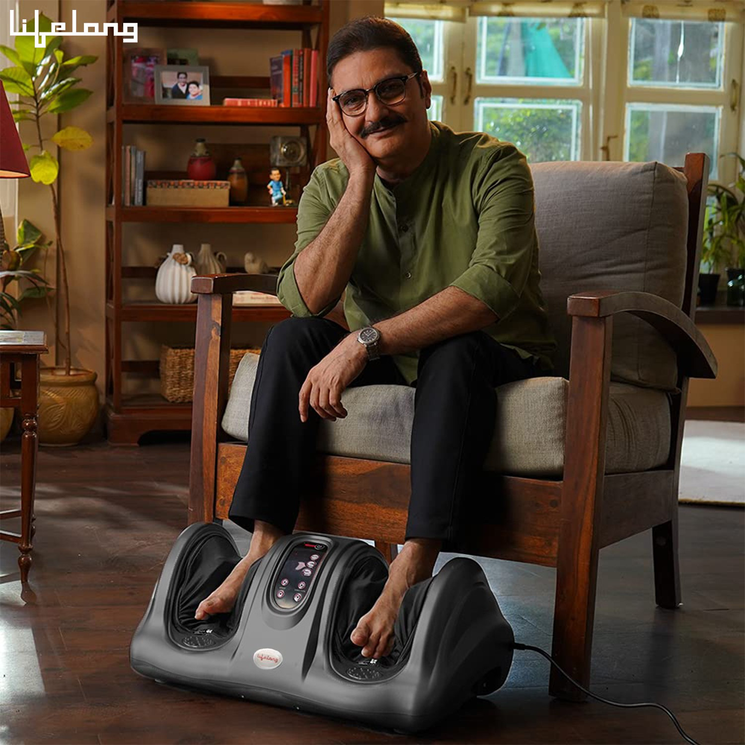 Image of Lifelong LLM360 Foot Massager with Remote Matte Grey (Perfect for Home Use & Pain Relief) Massager