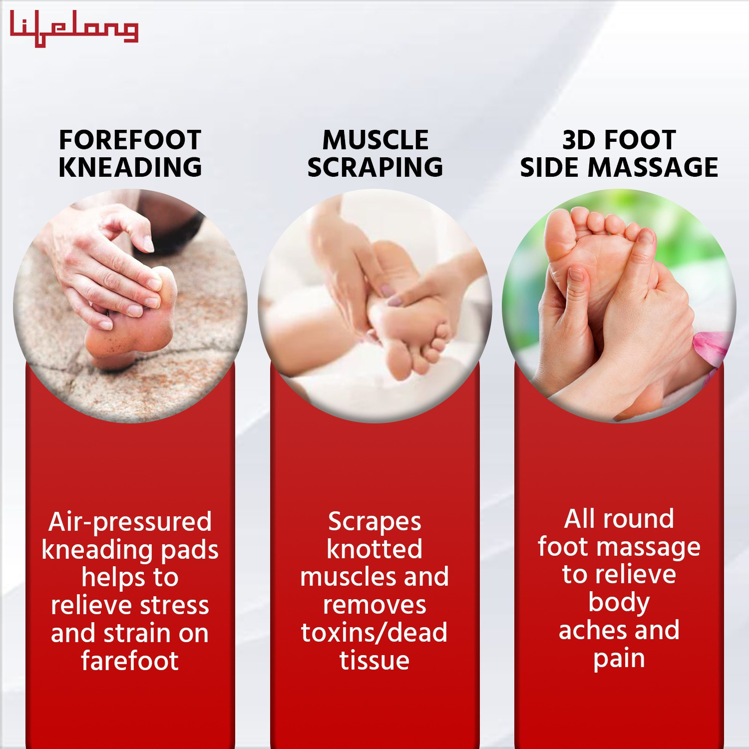 Image of Lifelong LLM360 Foot Massager with Remote Matte Grey (Perfect for Home Use & Pain Relief) Massager