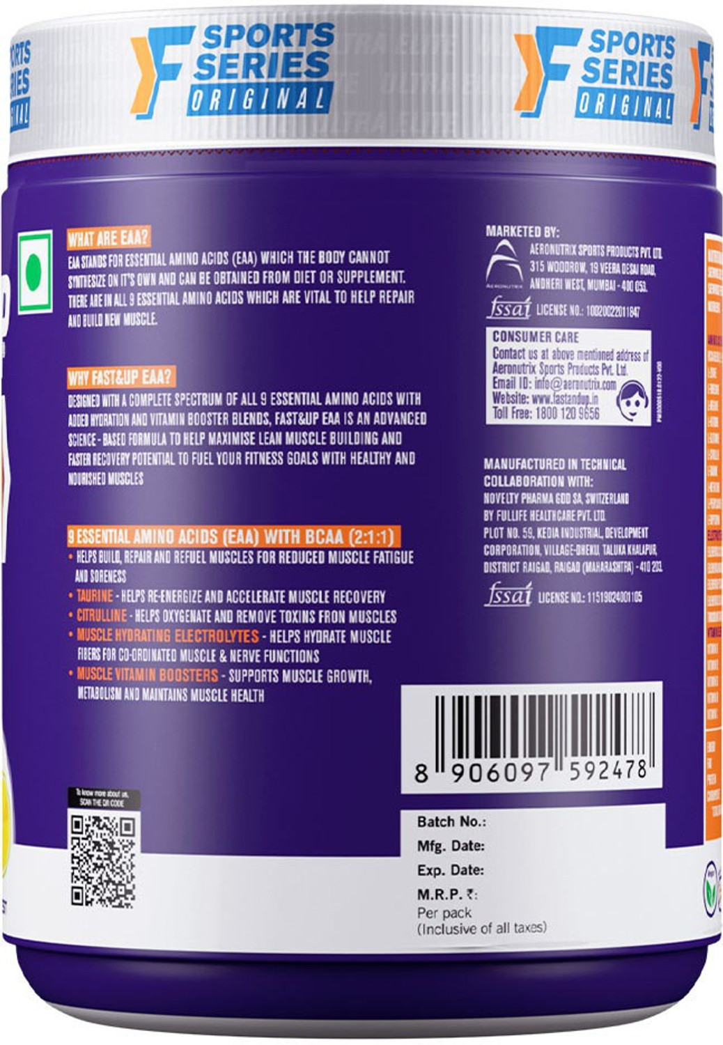 Image of FAST&UP EAA Intra-Training drink with BCAA+Electrolyte Blend+Vitamin Booster EAA (Essential Amino Acids)