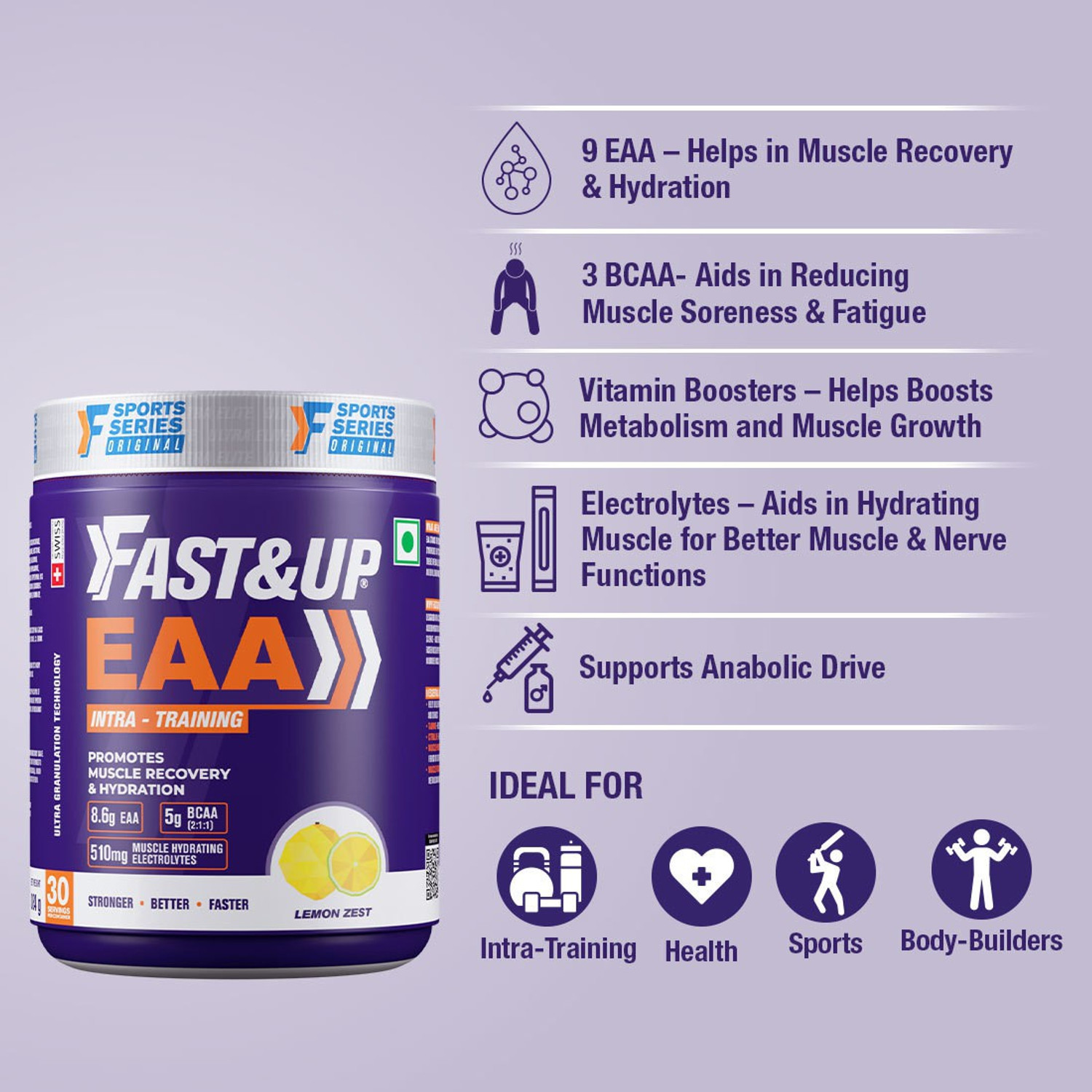 Image of FAST&UP EAA Intra-Training drink with BCAA+Electrolyte Blend+Vitamin Booster EAA (Essential Amino Acids)