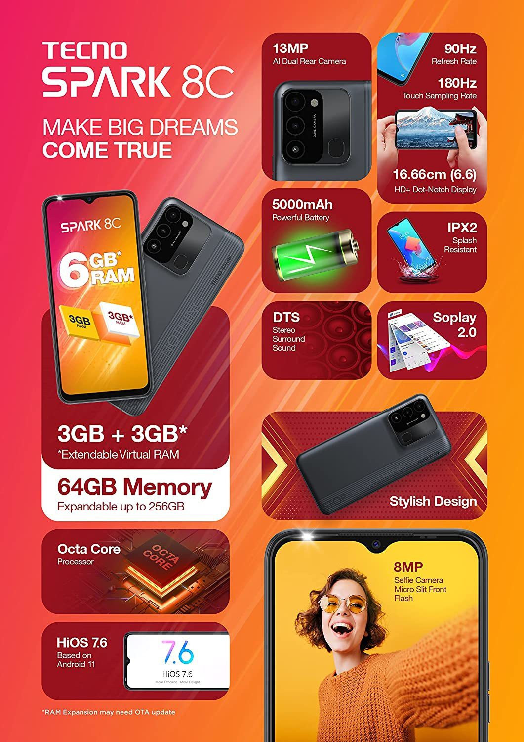 Image of Tecno Spark 8C (Magnet Black, 64 GB)