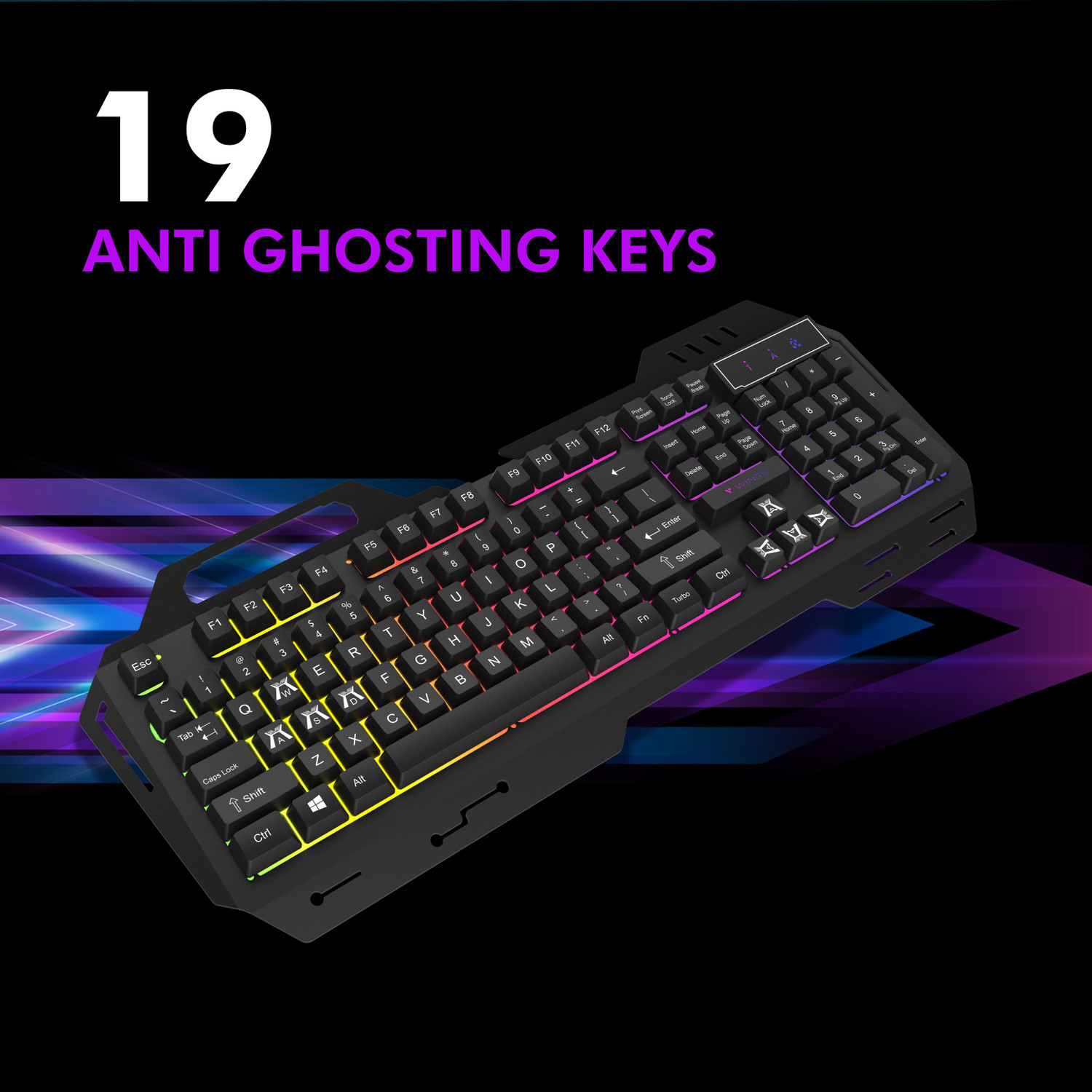 Image of Wings GRIND100 Wired USB Standard Gaming Keyboard Compatible with Desktop, Laptop, Mac
