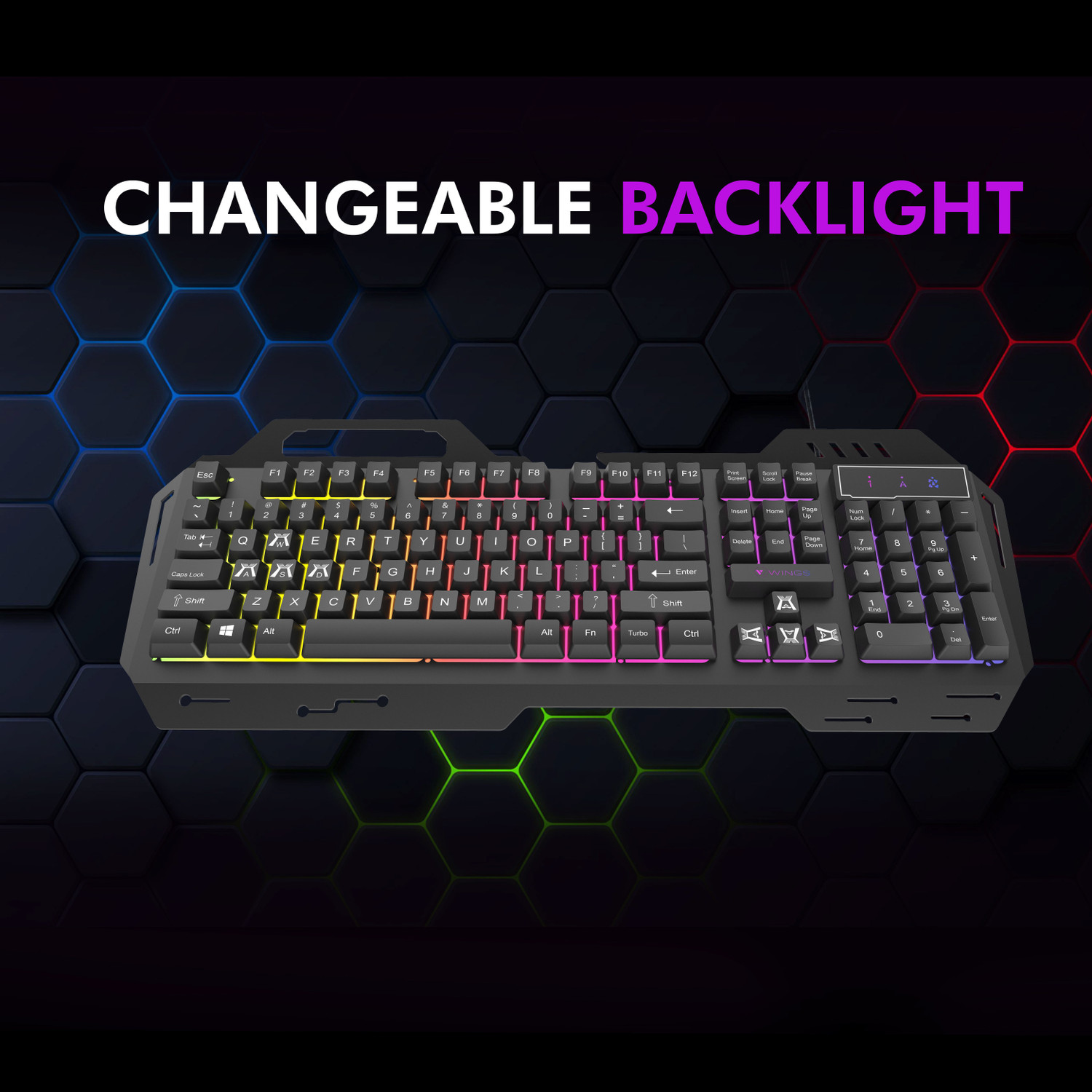 Image of Wings GRIND100 Wired USB Standard Gaming Keyboard Compatible with Desktop, Laptop, Mac