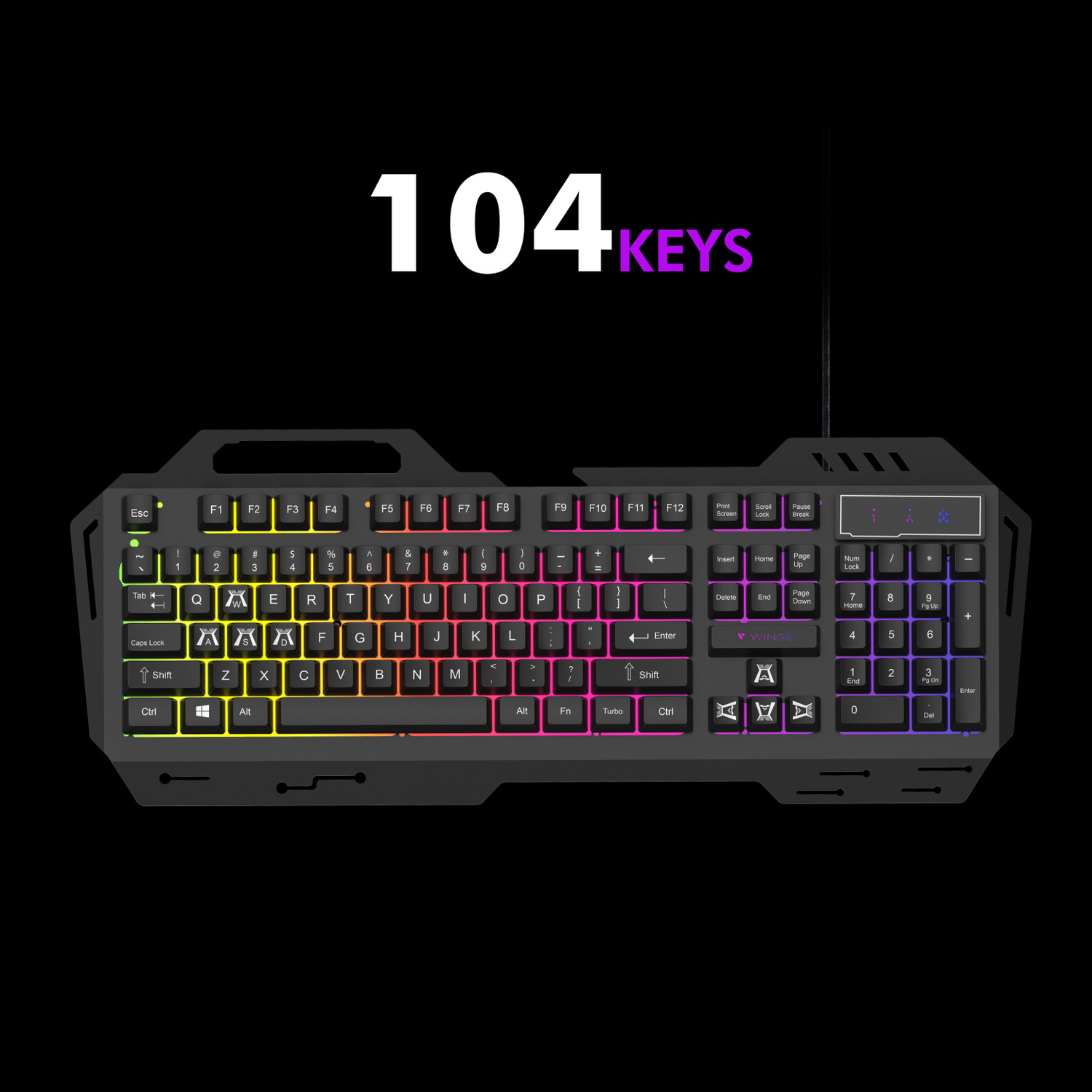 Image of Wings GRIND100 Wired USB Standard Gaming Keyboard Compatible with Desktop, Laptop, Mac