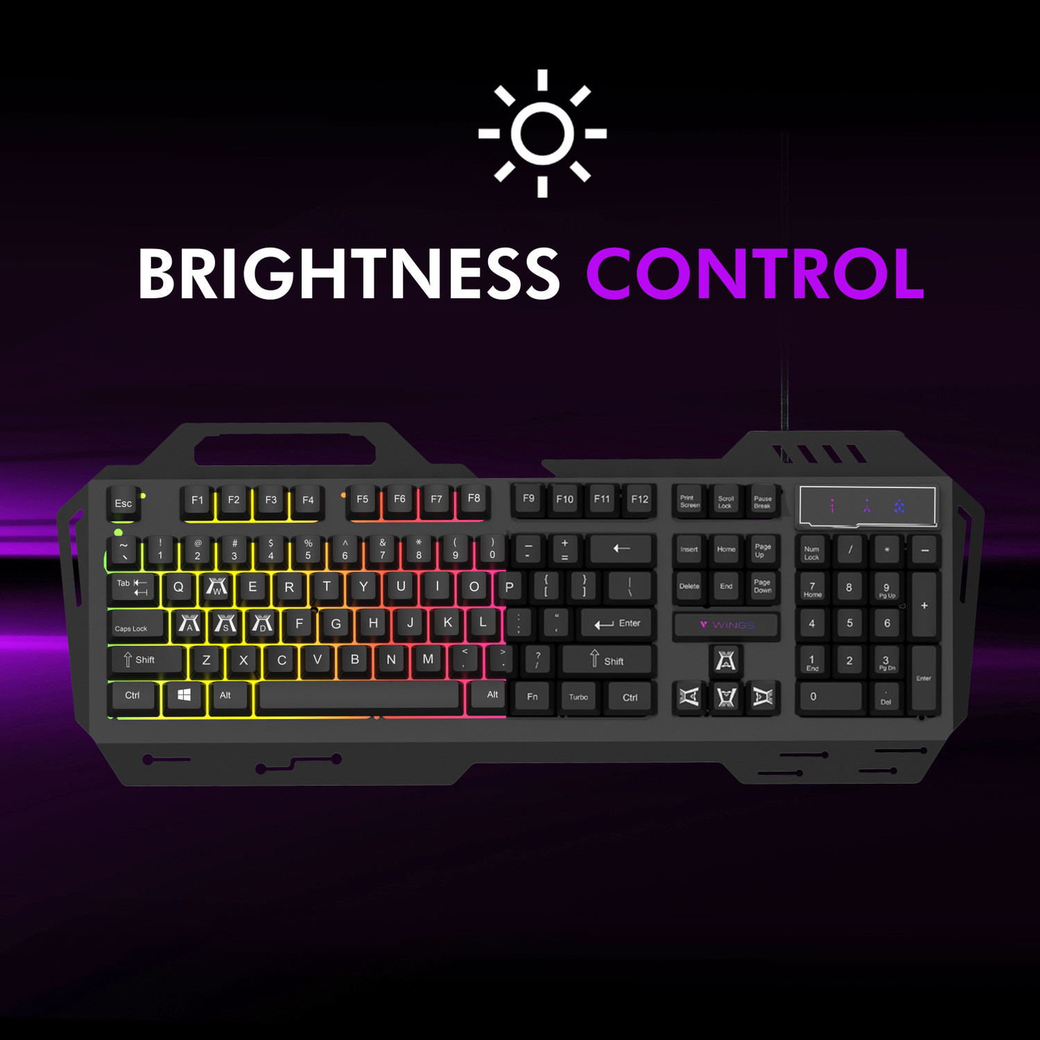 Image of Wings GRIND100 Wired USB Standard Gaming Keyboard Compatible with Desktop, Laptop, Mac