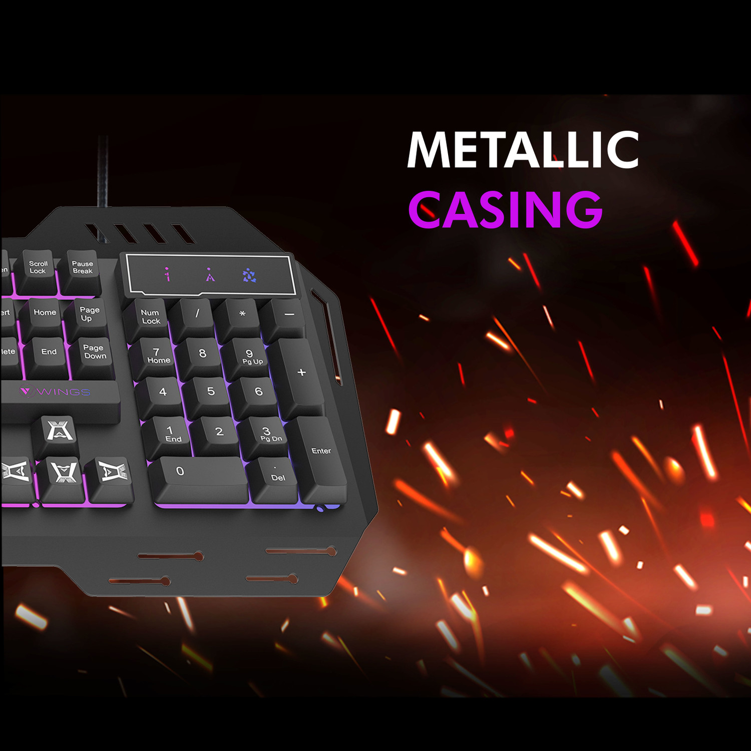 Image of Wings GRIND100 Wired USB Standard Gaming Keyboard Compatible with Desktop, Laptop, Mac