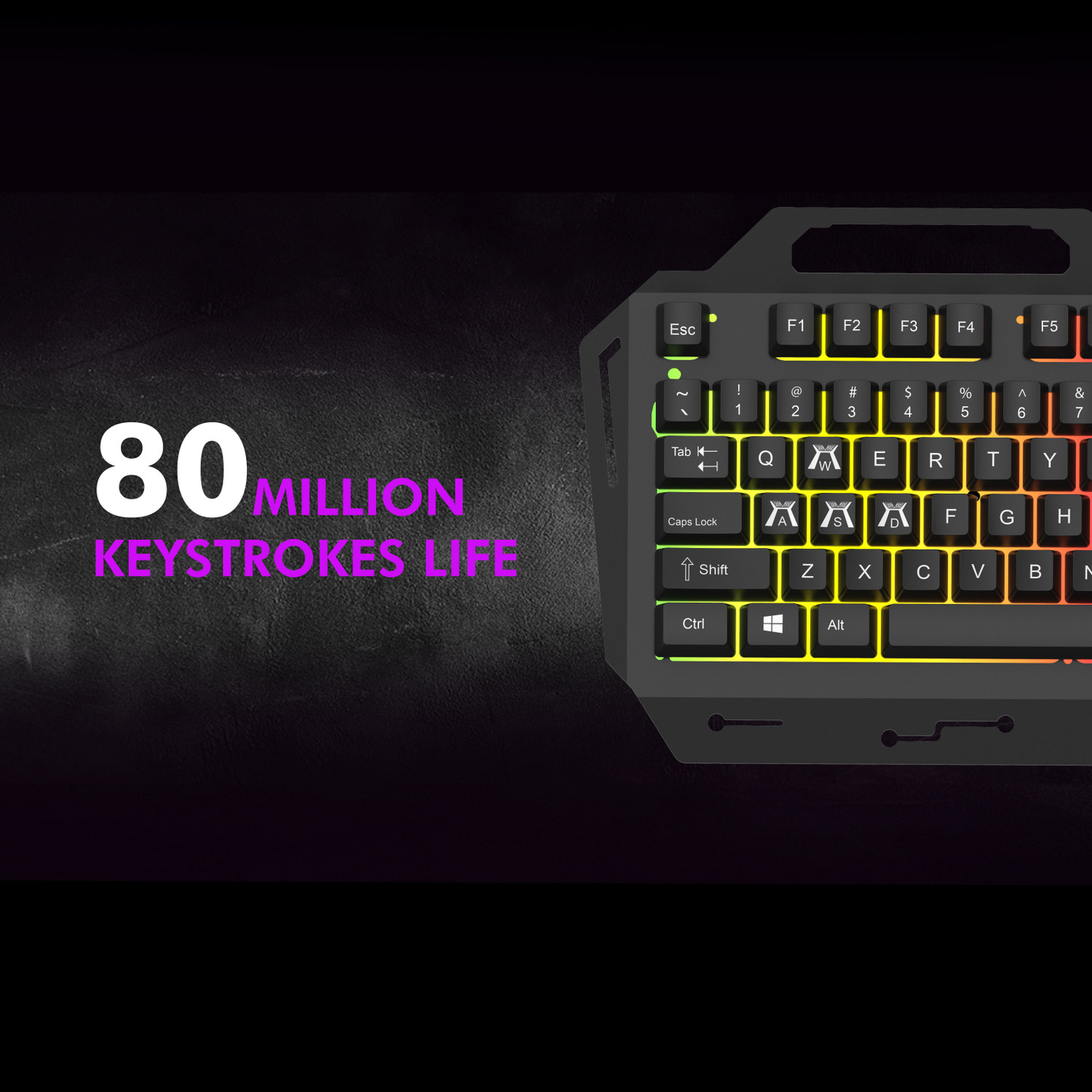 Image of Wings GRIND100 Wired USB Standard Gaming Keyboard Compatible with Desktop, Laptop, Mac