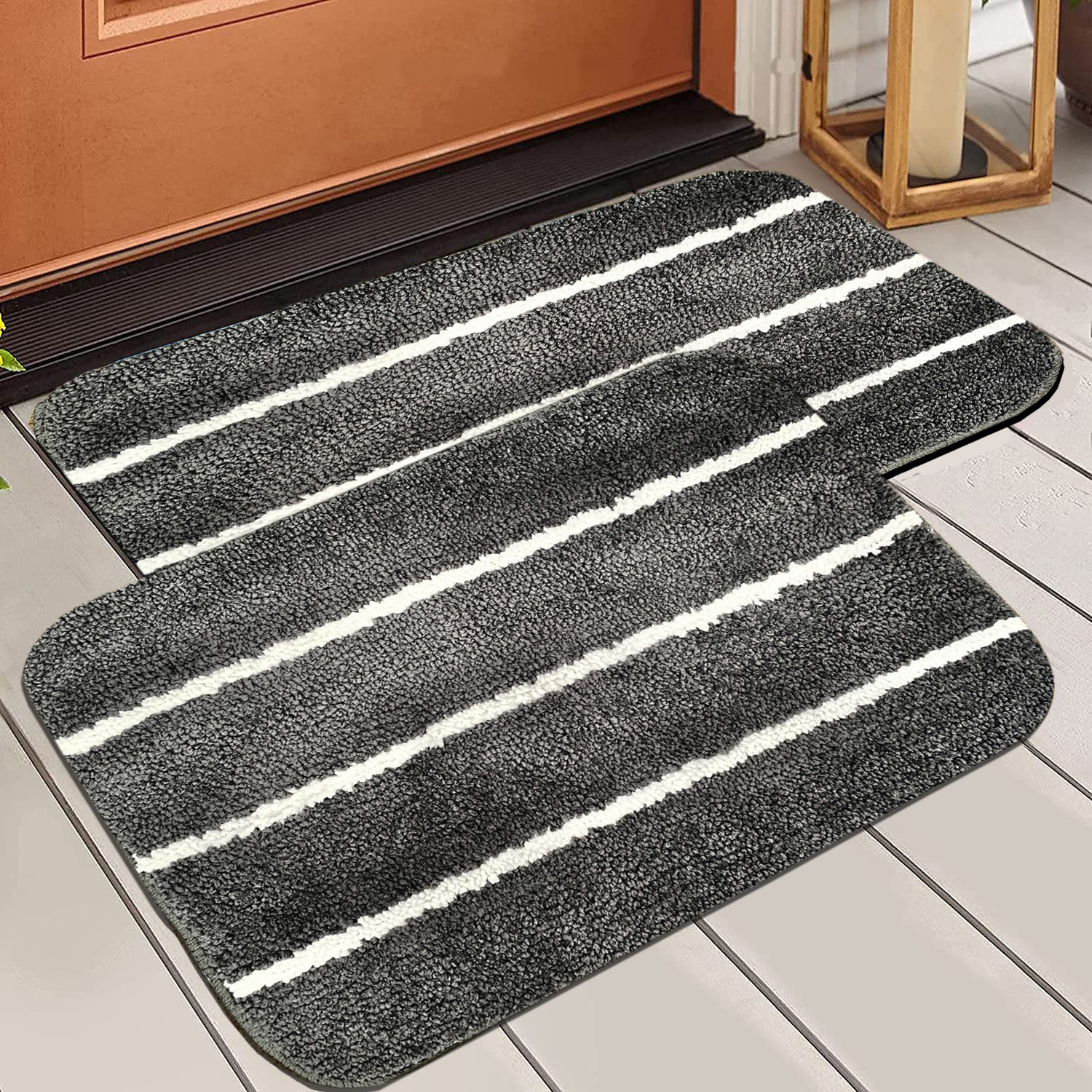Image of HomeStore-YEP Microfiber Door Mat (Dark Grey, Pack of 2, Medium)