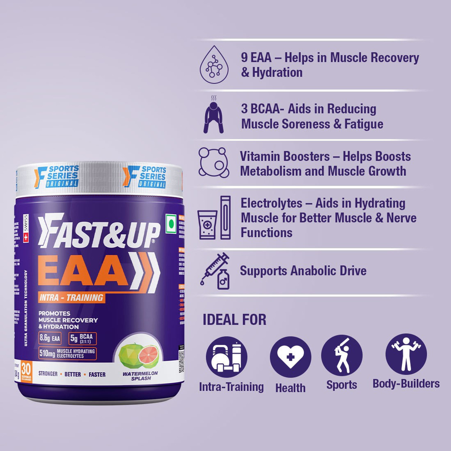 Image of FAST&UP EAA Intra-Training drink with BCAA+Electrolyte Blend+Vitamin Booster EAA (Essential Amino Acids)