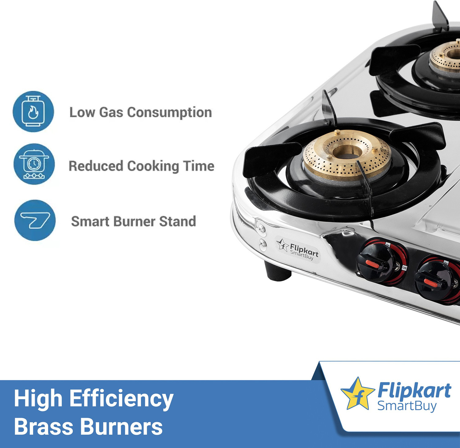 Image of Flipkart SmartBuy Royal 4 Burners Stainless Steel Manual Gas Stove