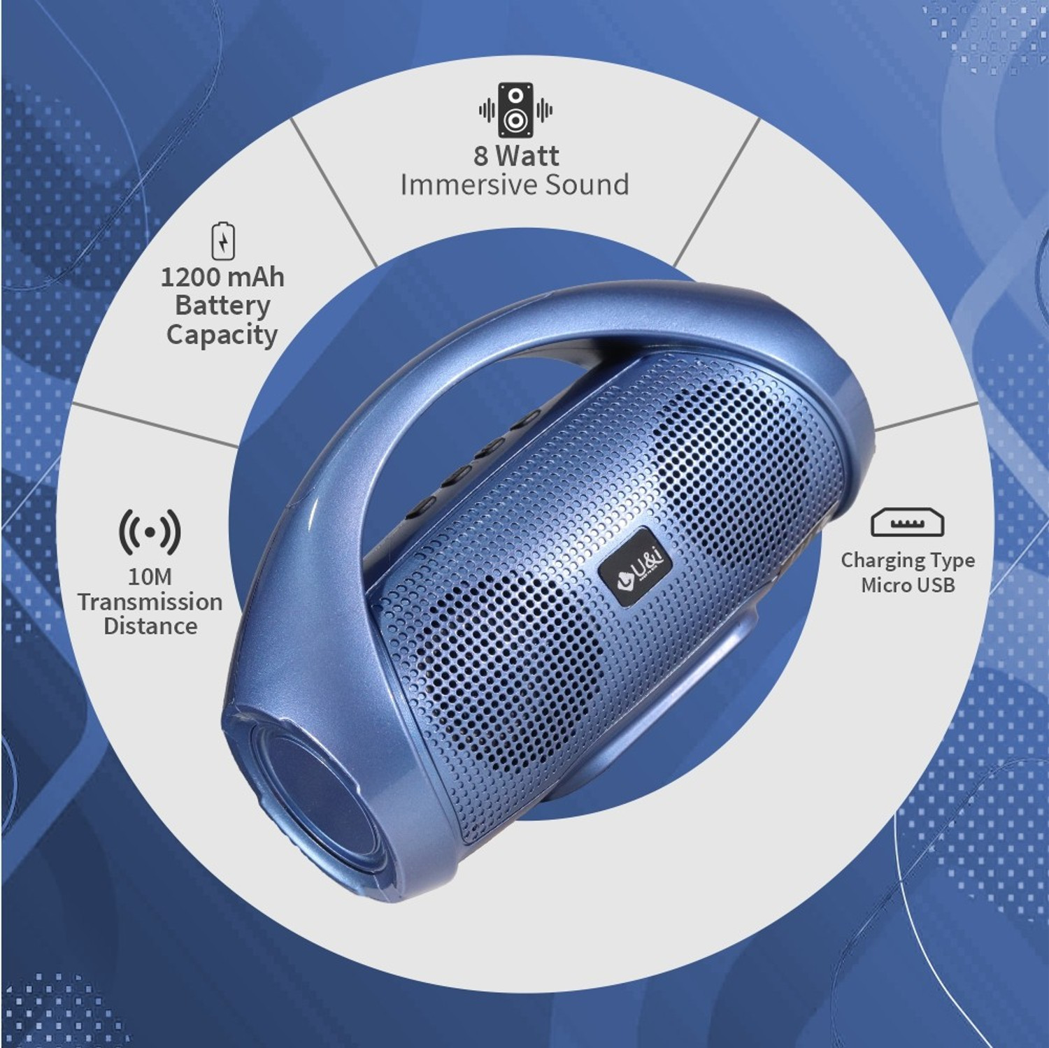 Image of U&i Kingdom Series 8W Wireless Speaker with 10 Hours Battery Backup 8 W Bluetooth Speaker