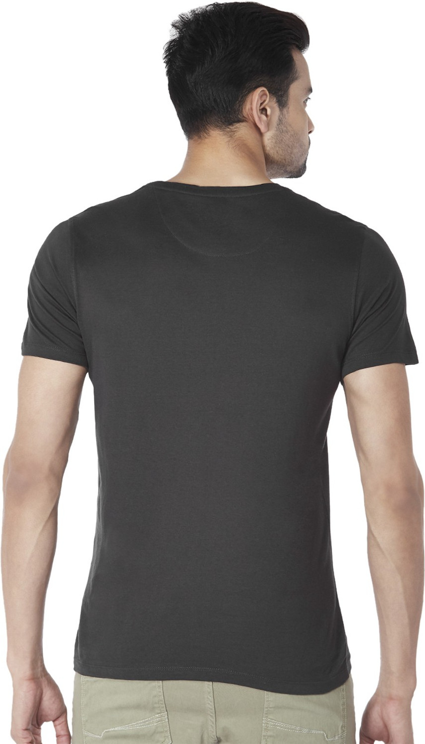 Image of Byford by Pantaloons Printed Men Round Neck Grey T-Shirt