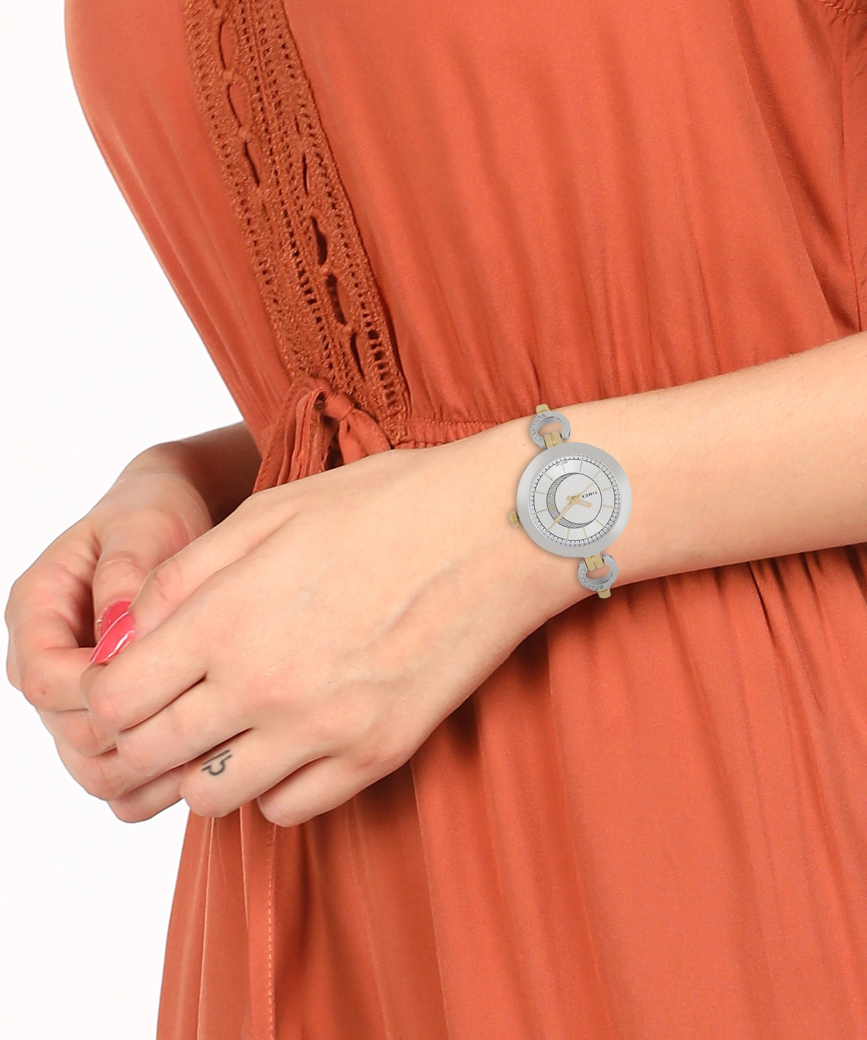 Image of TIMEX Round 39mm Silver Dial Analog Watch - For Couple