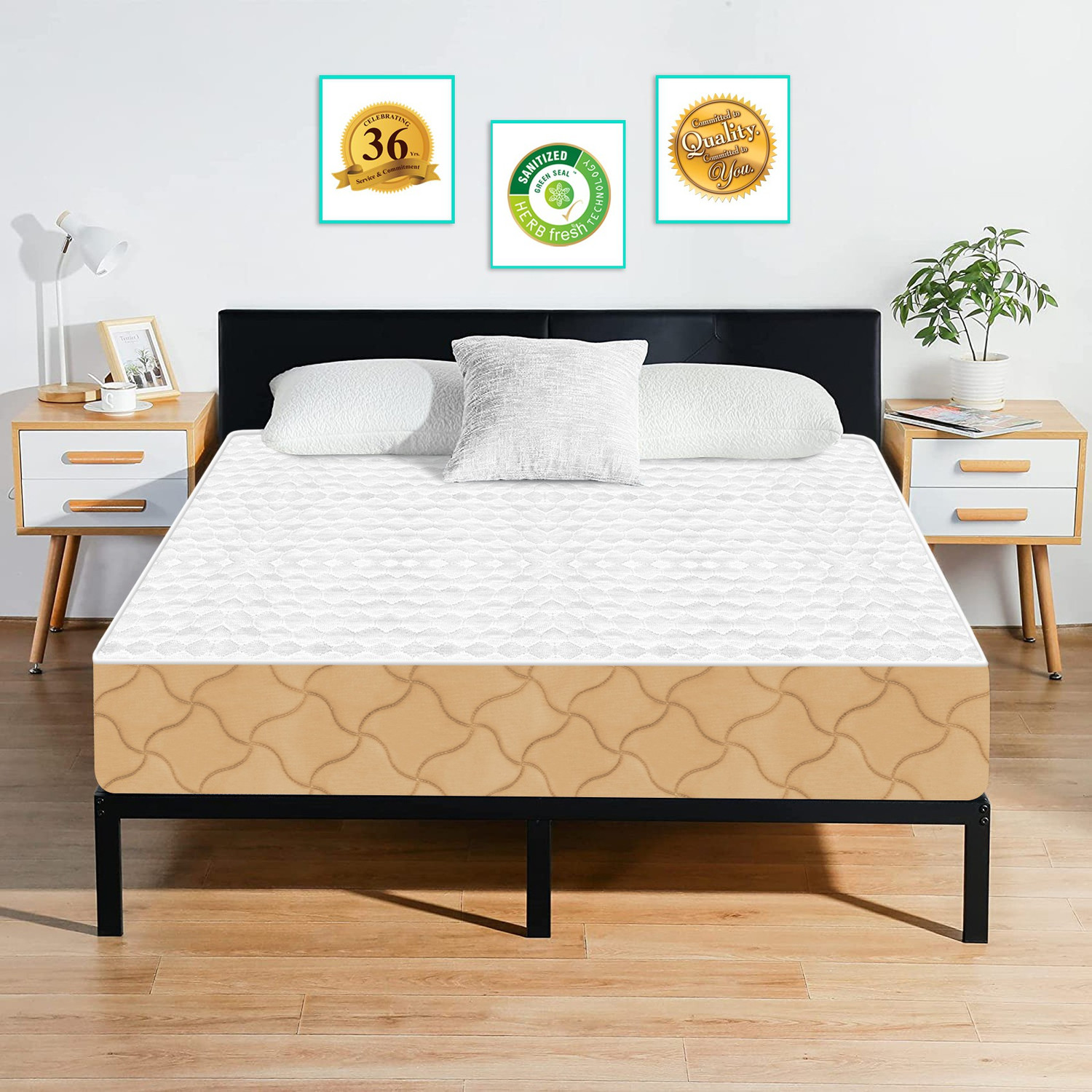 Image of SLEEPSPA PURE SLEEP PREMIUM ORTHOPEDIC with HerbFRESH TECHNOLOGY 8 inch Queen Pocket Spring Mattress