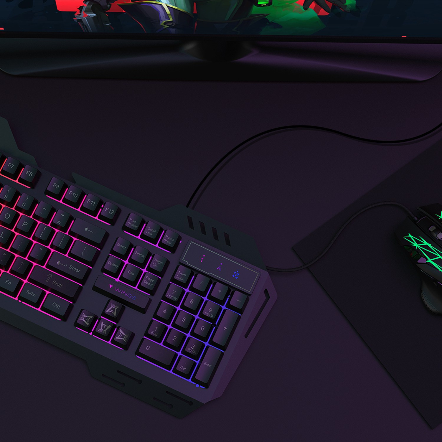 Image of Wings GRIND100 Wired USB Standard Gaming Keyboard Compatible with Desktop, Laptop, Mac