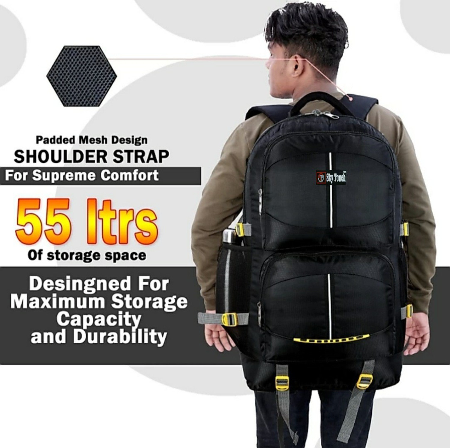 Image of Sky Touch 60L TREKKING RUCKSACK HIKING TRAVEL BAG PACK WATERPROOF OUTDOOR BAG. Rucksack - 60 L