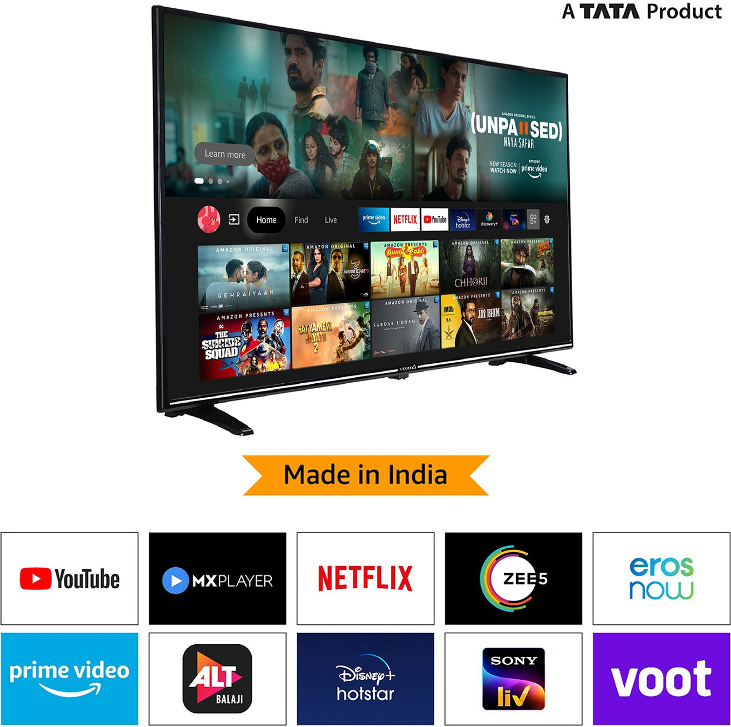 Image of Croma 109 cm (43 inch) Ultra HD (4K) LED Smart Fire TV