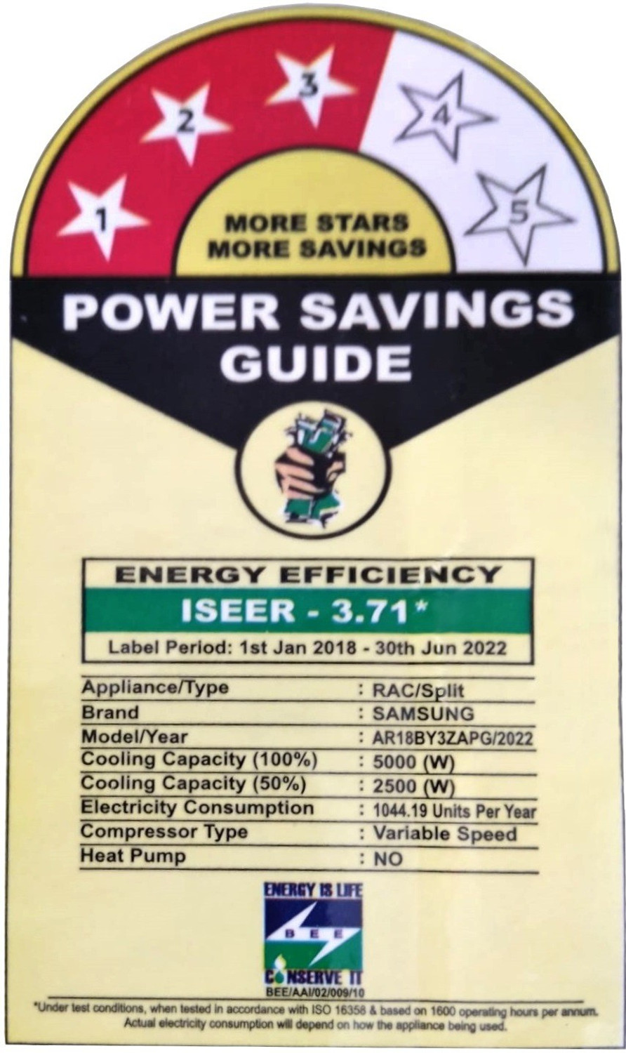 Image of SAMSUNG 5 in 1 convertible cooling 1.5 Ton 3 Star Split Inverter AC - White, Purple (AR18BY3ZAPG, Copper Condenser)