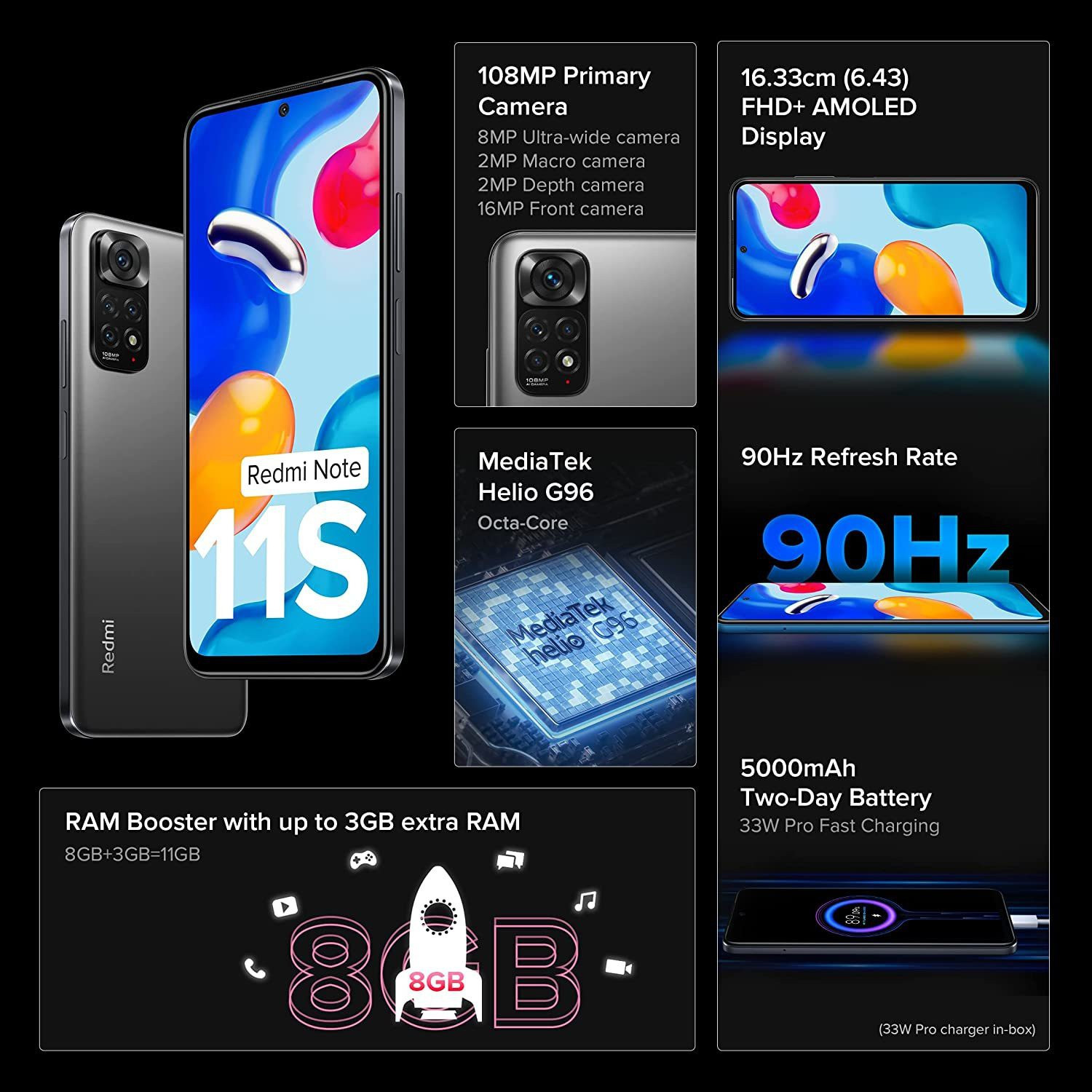 Image of REDMI Note 11s (Space Black, 128 GB) (8 GB RAM)