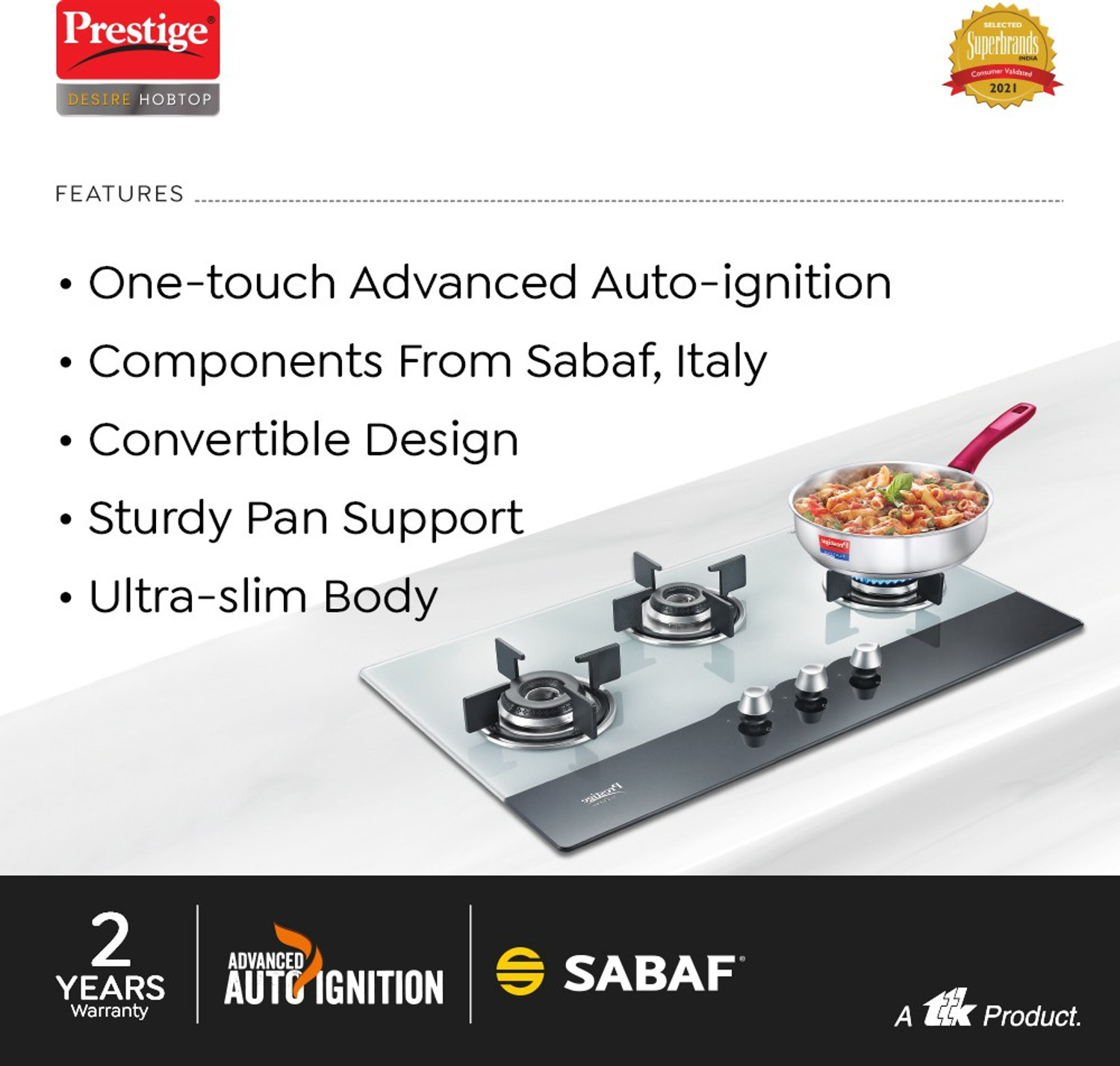 Image of Prestige Desire Hob Top PHTD 03 Al Glass Automatic Hob