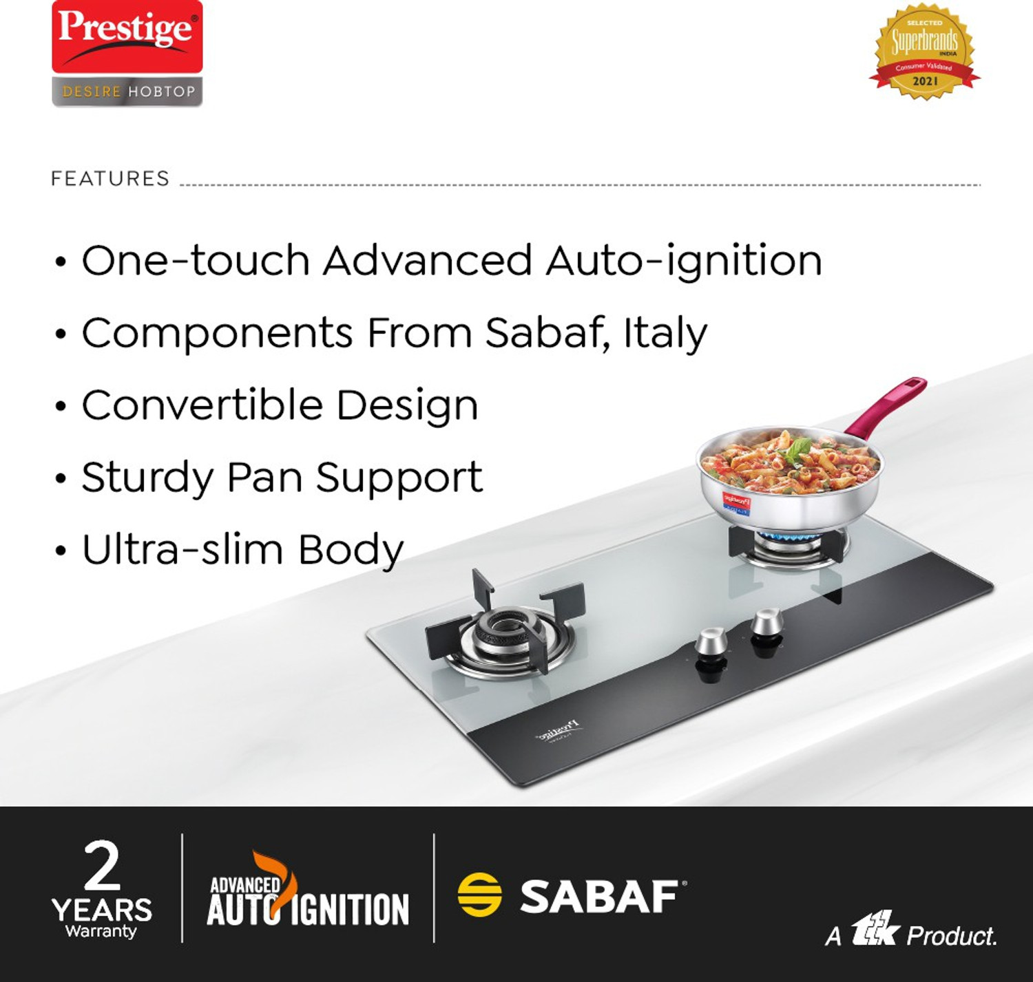 Image of Prestige Desire Top PHTD 02 Al Glass Automatic Hob