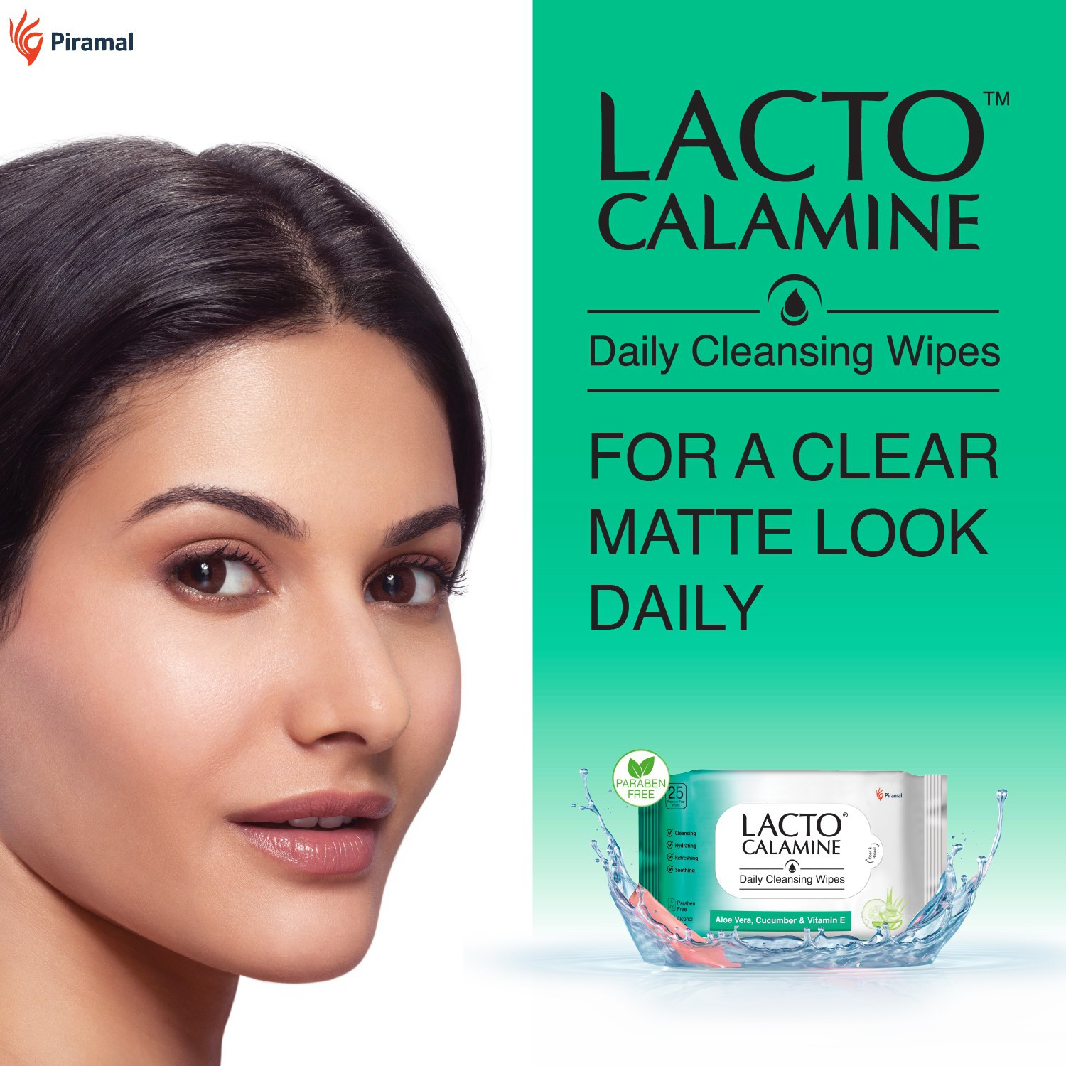 Image of Lacto Calamine Daily Cleansing wipe with Aloe Vera, Cucumber, Vitamin E, Paraben & Alcohol Free Makeup Remover
