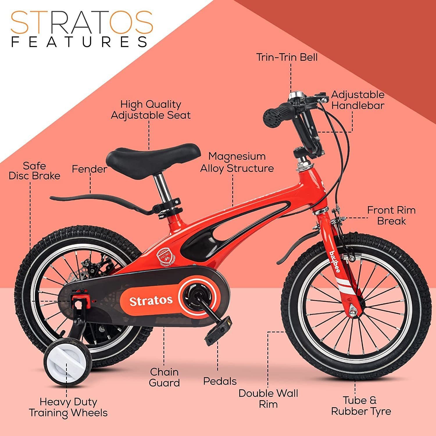 Image of baybee Kids Cycle /Bicycle Plug and Play Cycle with Magnesium Alloy Frame & Disc Brake 16 T (inch) Mountain Cycle