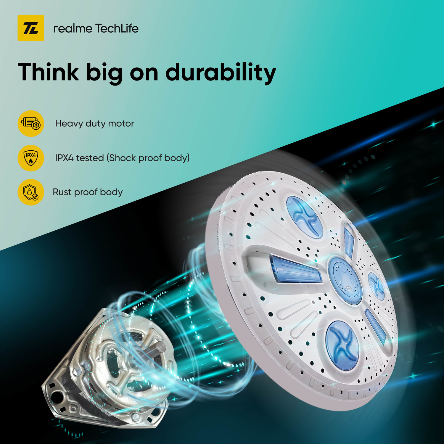 Image of realme TechLife 8.5 kg 5 Star rating Semi Automatic Top Load Washing Machine Grey, Black