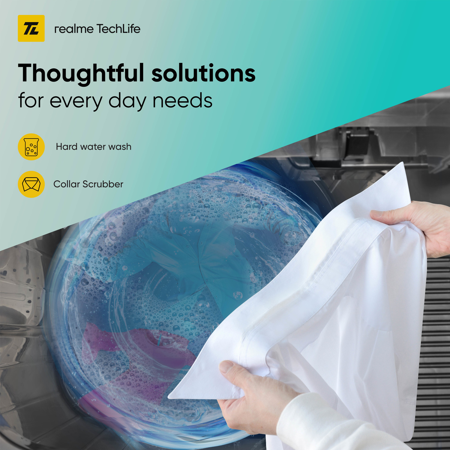 Image of realme TechLife 8.5 kg 5 Star rating Semi Automatic Top Load Washing Machine Grey, Black