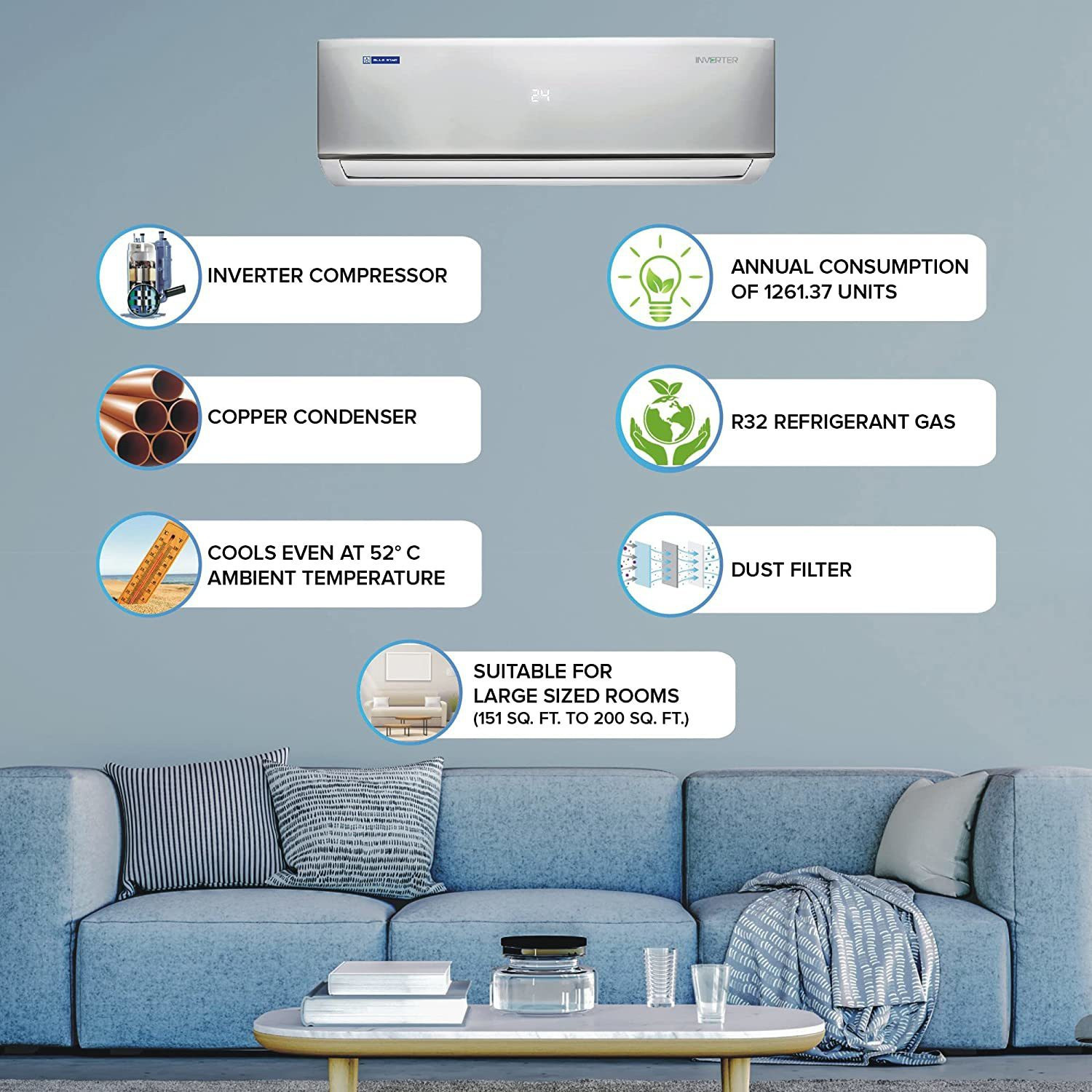 Image of Blue Star 2022 Model 2 Ton 3 Star Split Inverter AC
