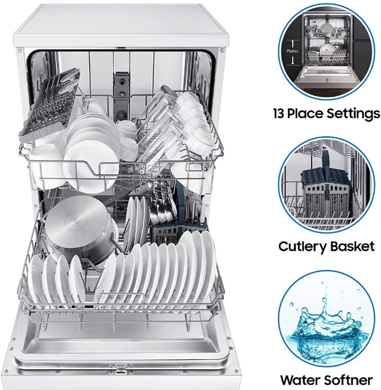 Image of Samsung DW60M5042FW /TL Free Standing 13 Place Settings Dishwasher