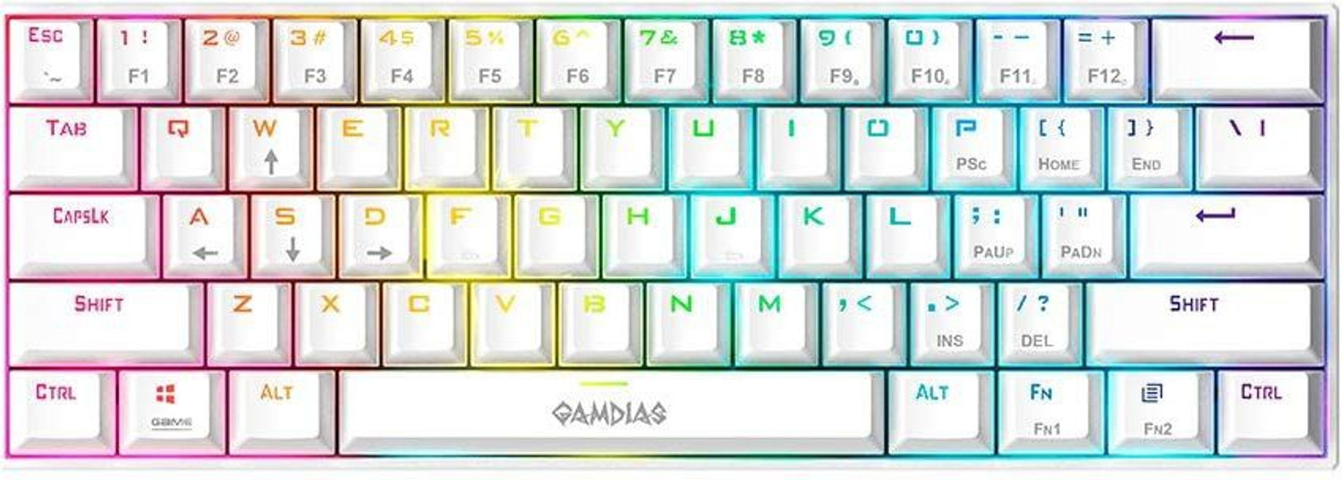 Image of GAMDIAS HERMES E3 RGB Mechanical White (RED SWITCH) Wired USB Standard Gaming Keyboard Compatible with Desktop, Laptop, Mac