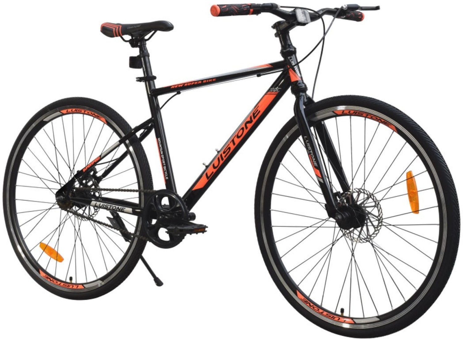 T-LUISTONE Cycle with Dual Disc Brake /Rigid Suspension, Single Speed (Blue-Black) 700C T Hybrid Cycle /City Bike (Single Speed, Orange, Black)