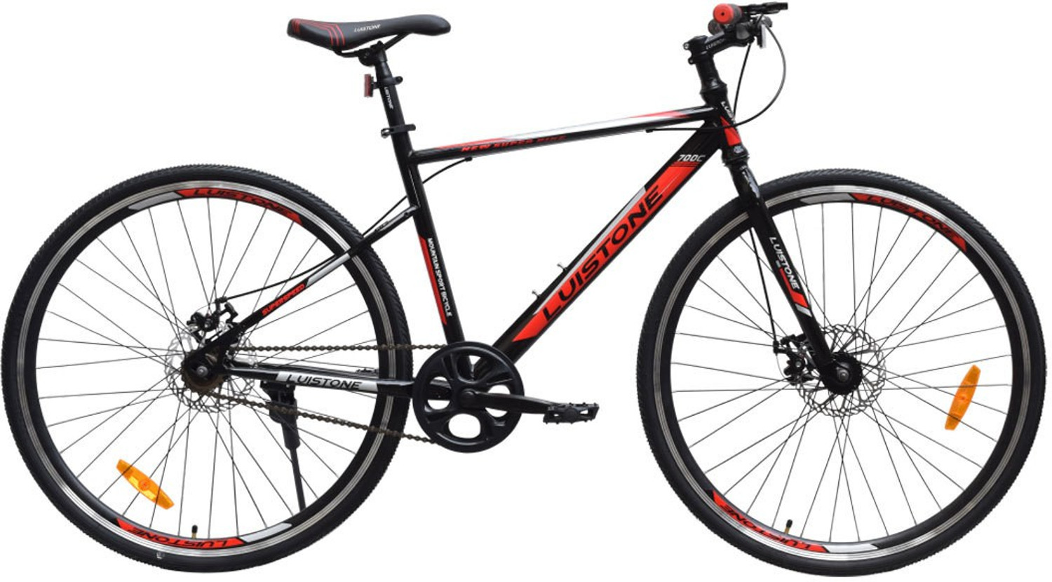 Image of T-LUISTONE Cycle with Dual Disc Brake /Rigid Suspension, Single Speed (Blue-Black) 700C T (inch) Hybrid Cycle /City Bike