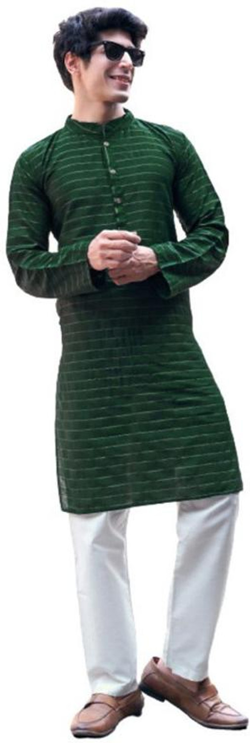 Image of tradenest Men Striped Straight Kurta