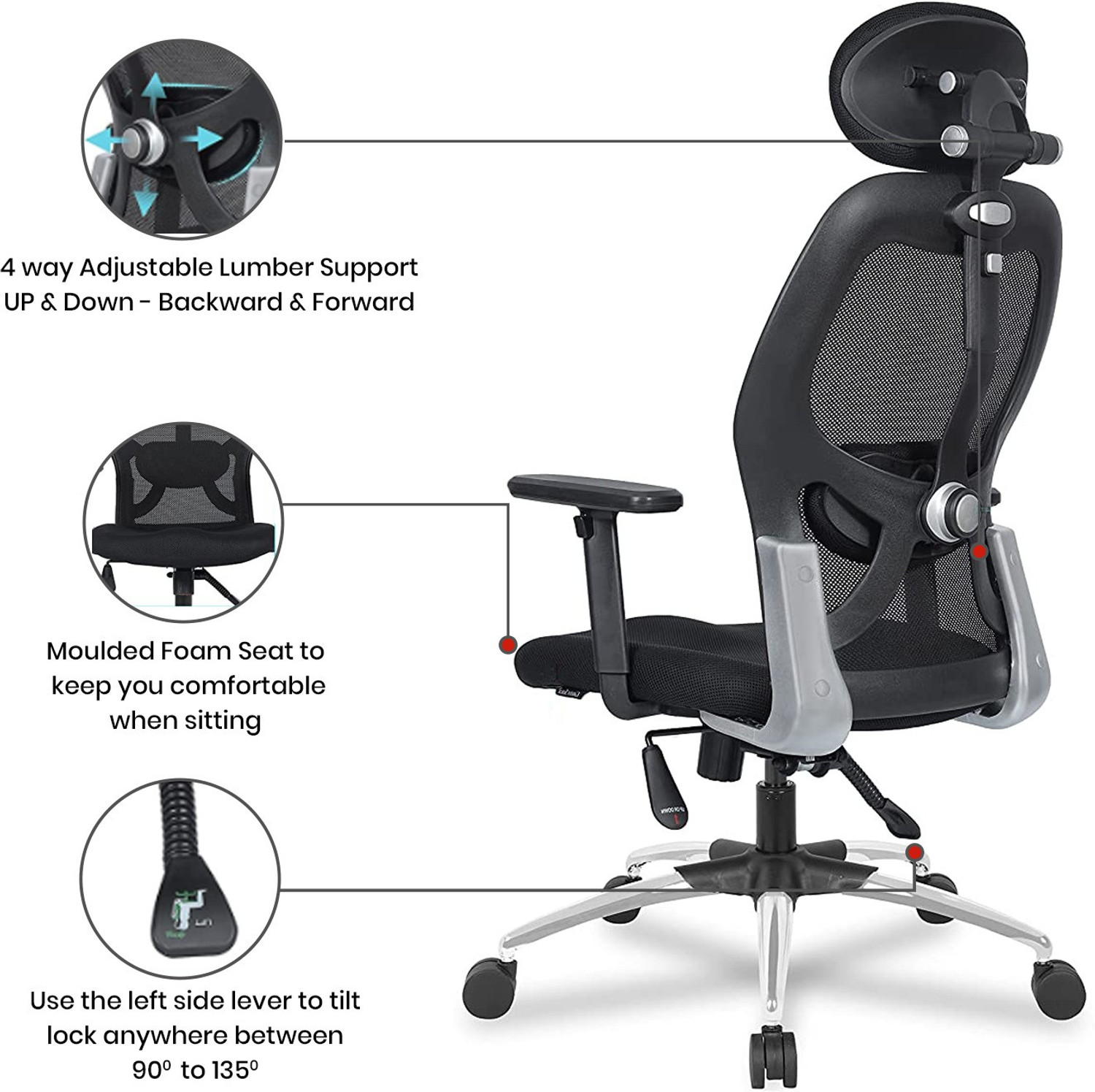 Image of GREEN SOUL NewYork Superb High Back Ergonomic Chair|Home, Office, WFH|Lumbar Support|Tilt Mesh Office Adjustable Arm Chair