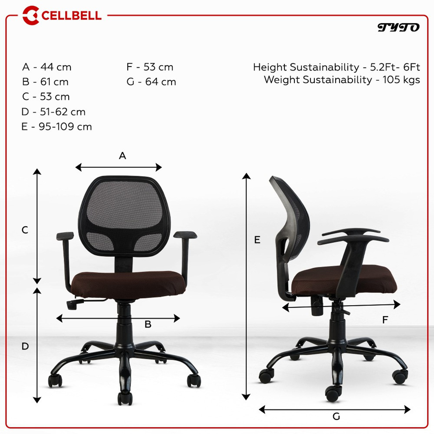 Image of CELLBELL CELLBELL Tyto C103 Mid Back Mesh Office Executive Chair Mesh Office Executive Chair
