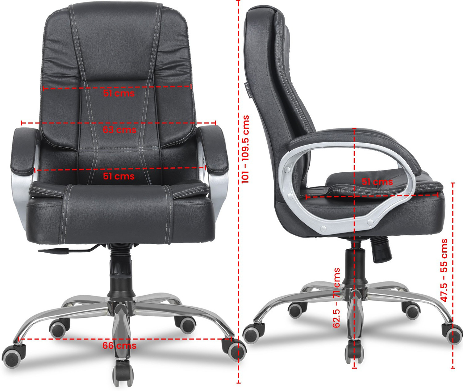 Image of GREEN SOUL Vienna Mid Back Ergonomic Chair|Home & Office use|Premium Finish|Ultra Comfort Leatherette Office Executive Chair