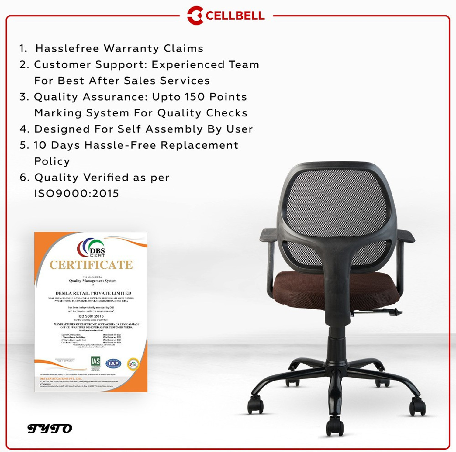 Image of CELLBELL CELLBELL Tyto C103 Mid Back Mesh Office Executive Chair Mesh Office Executive Chair