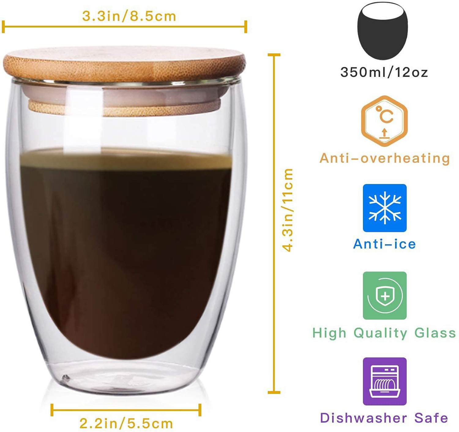 Image of Flipkart SmartBuy Double-Wall Insulate Glass, Clear, Set of 2 Glass Coffee Mug