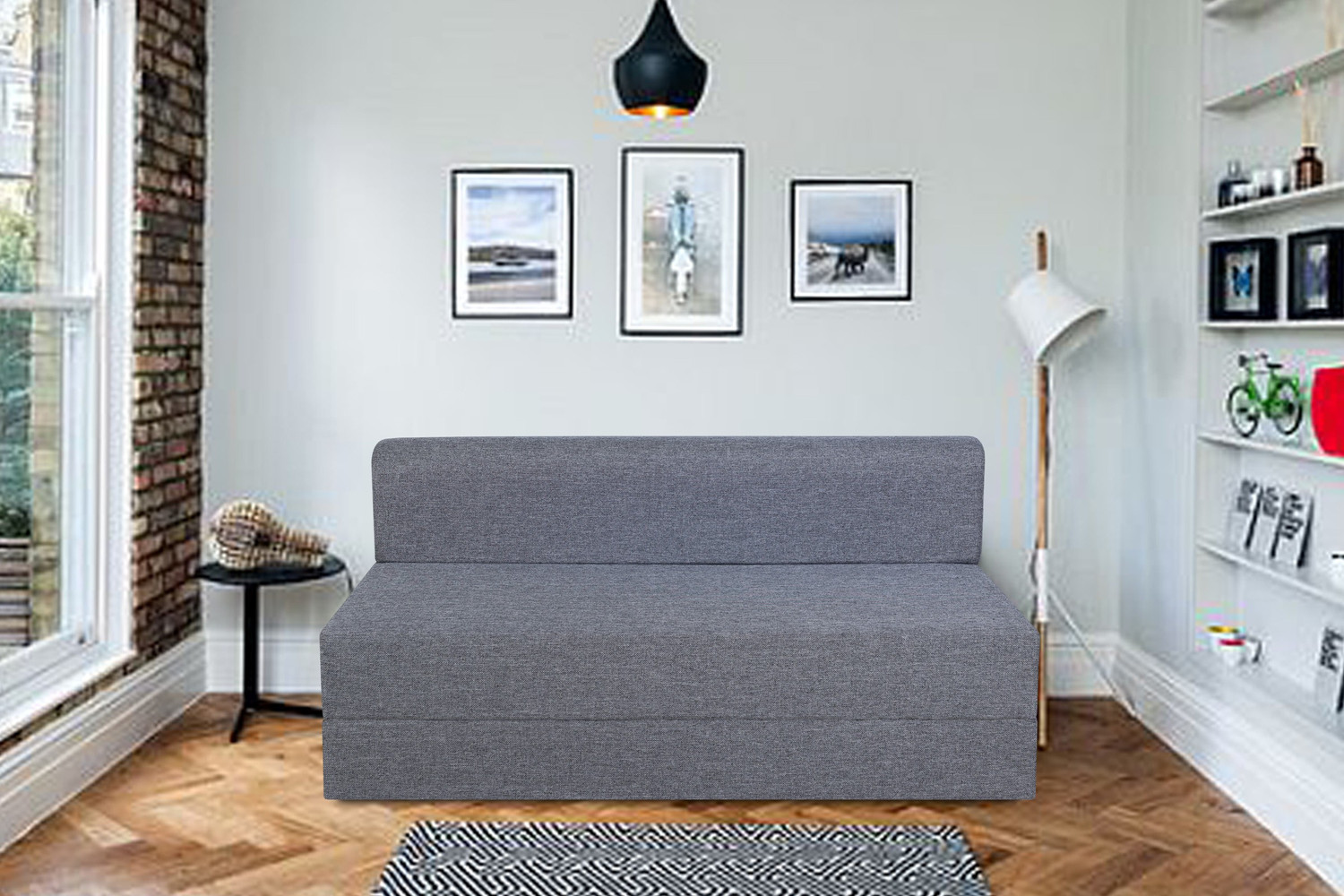 Image of SPRINGTEK FoldingPerfect for Guests Jute Fabric 3 X 6 Feet 1 Seater Single Fold Out Sofa Cum Bed