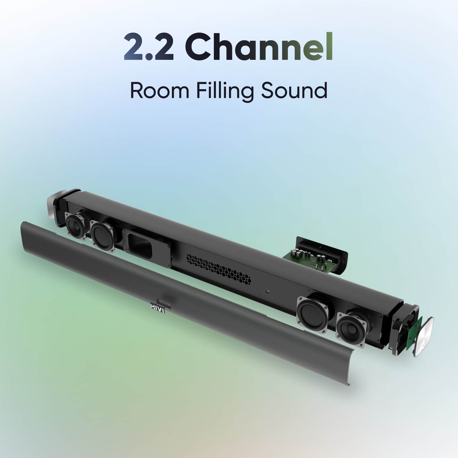 Image of Mivi Fort S60 with 2 inBuilt Subwoofers, 3EQ Modes, Remote Ctrl 60 W Bluetooth Soundbar